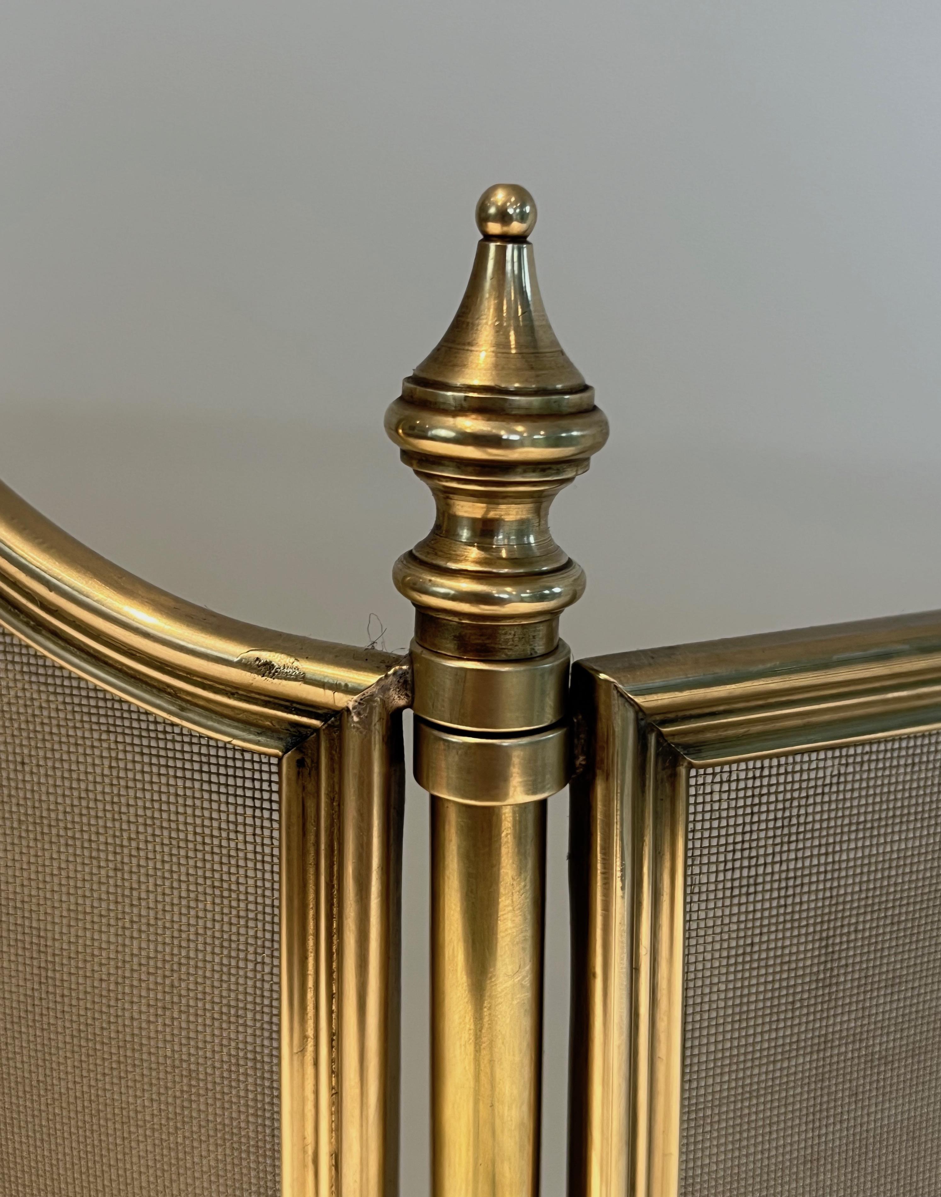 Neoclassical Style Brass and Grilling Fireplace Screen 3