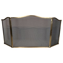Neoclassical Style Brass and Grilling Fireplace Screen