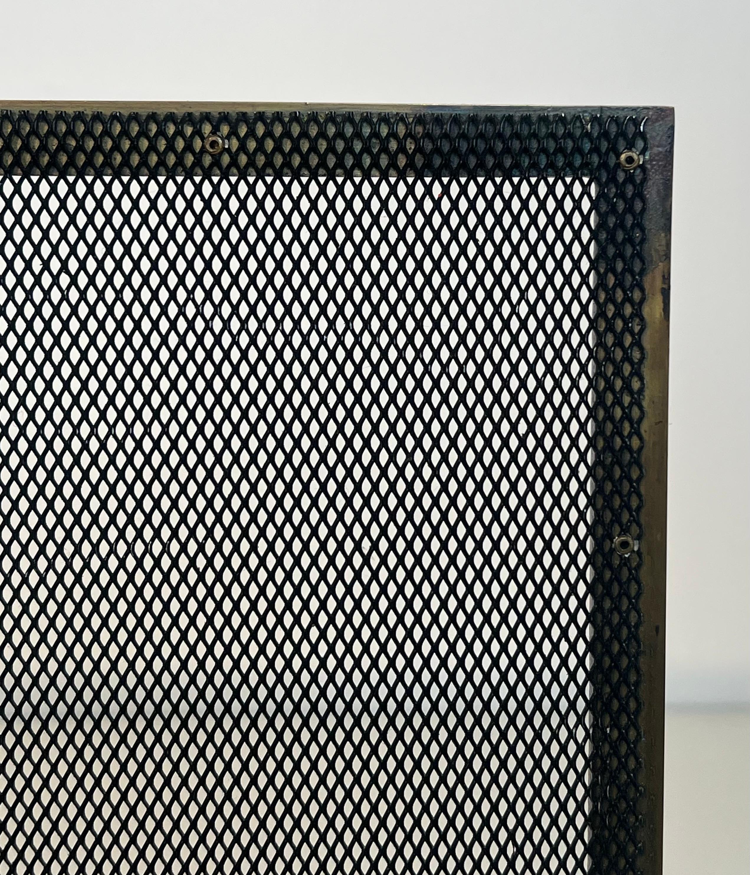 Paravento per caminetto in ottone e griglia in stile neoclassico. Lavoro francese. Circa 1970 in vendita 3
