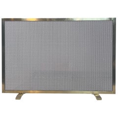 Neoclassical Style Brass and Grilling Fireplace Screen. French work. Circa 1970