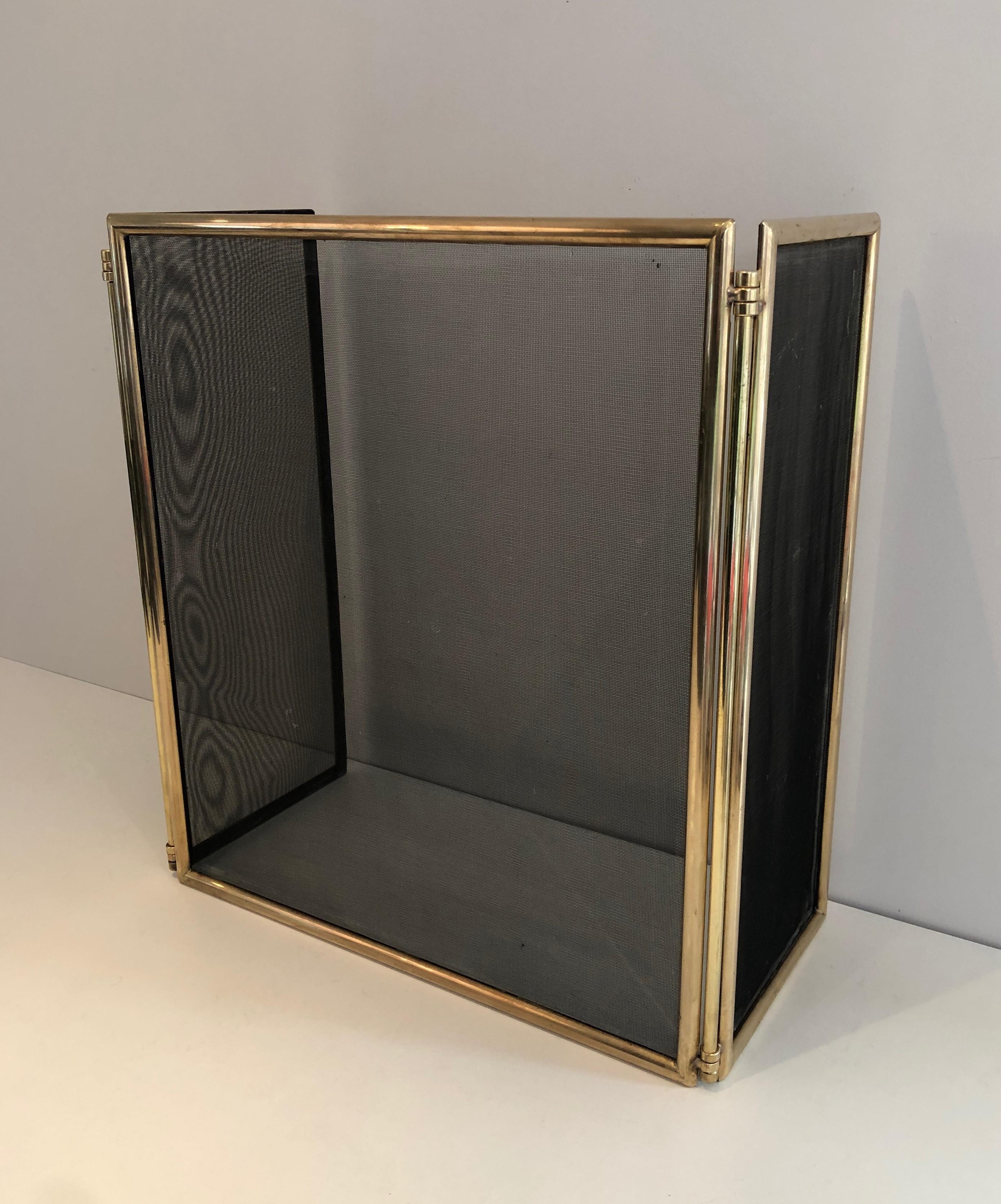 Neoclassical Style Brass and Grilling Folding Fireplace Screen, Circa 1970 11
