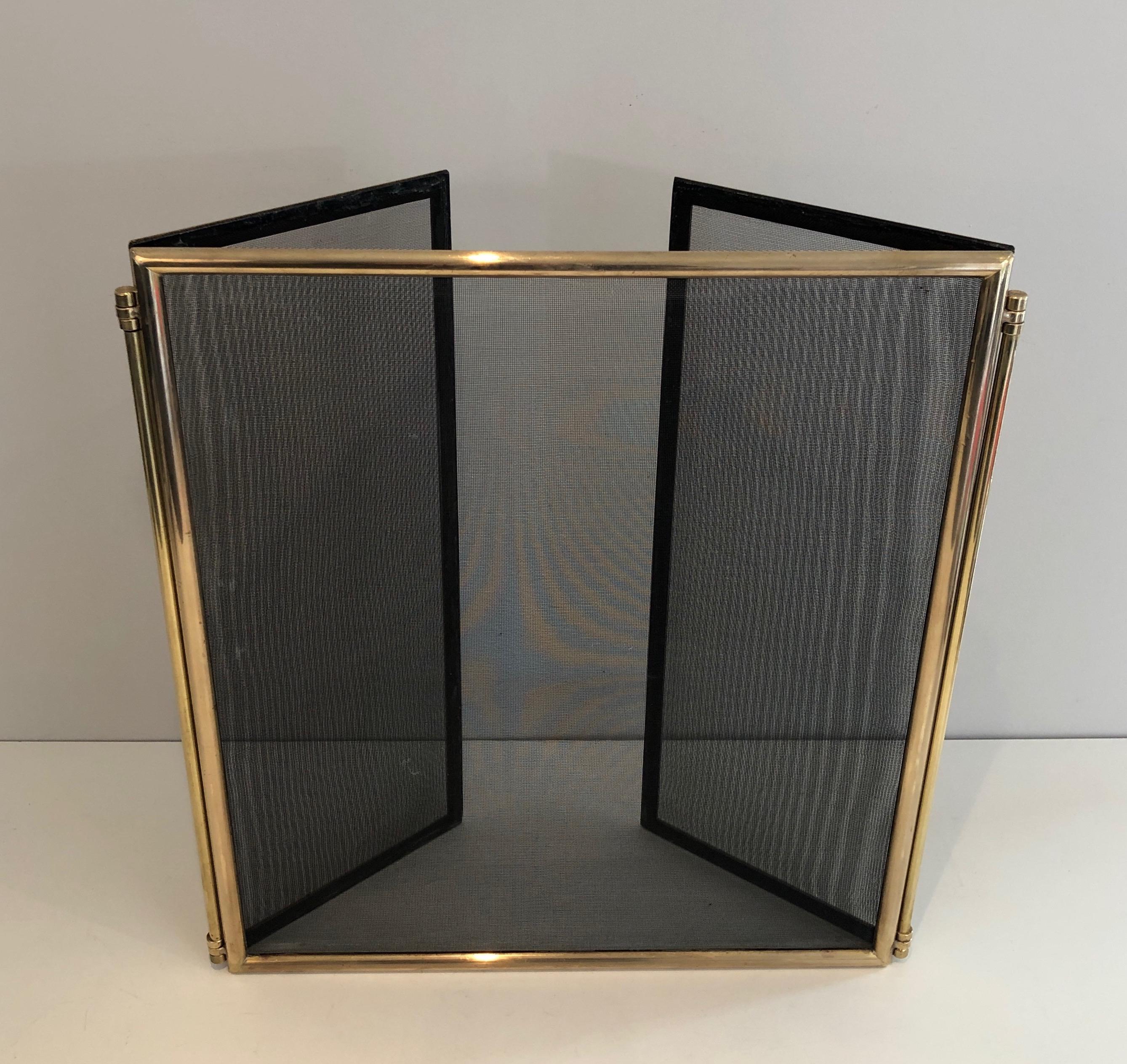 Neoclassical Style Brass and Grilling Folding Fireplace Screen, Circa 1970 12