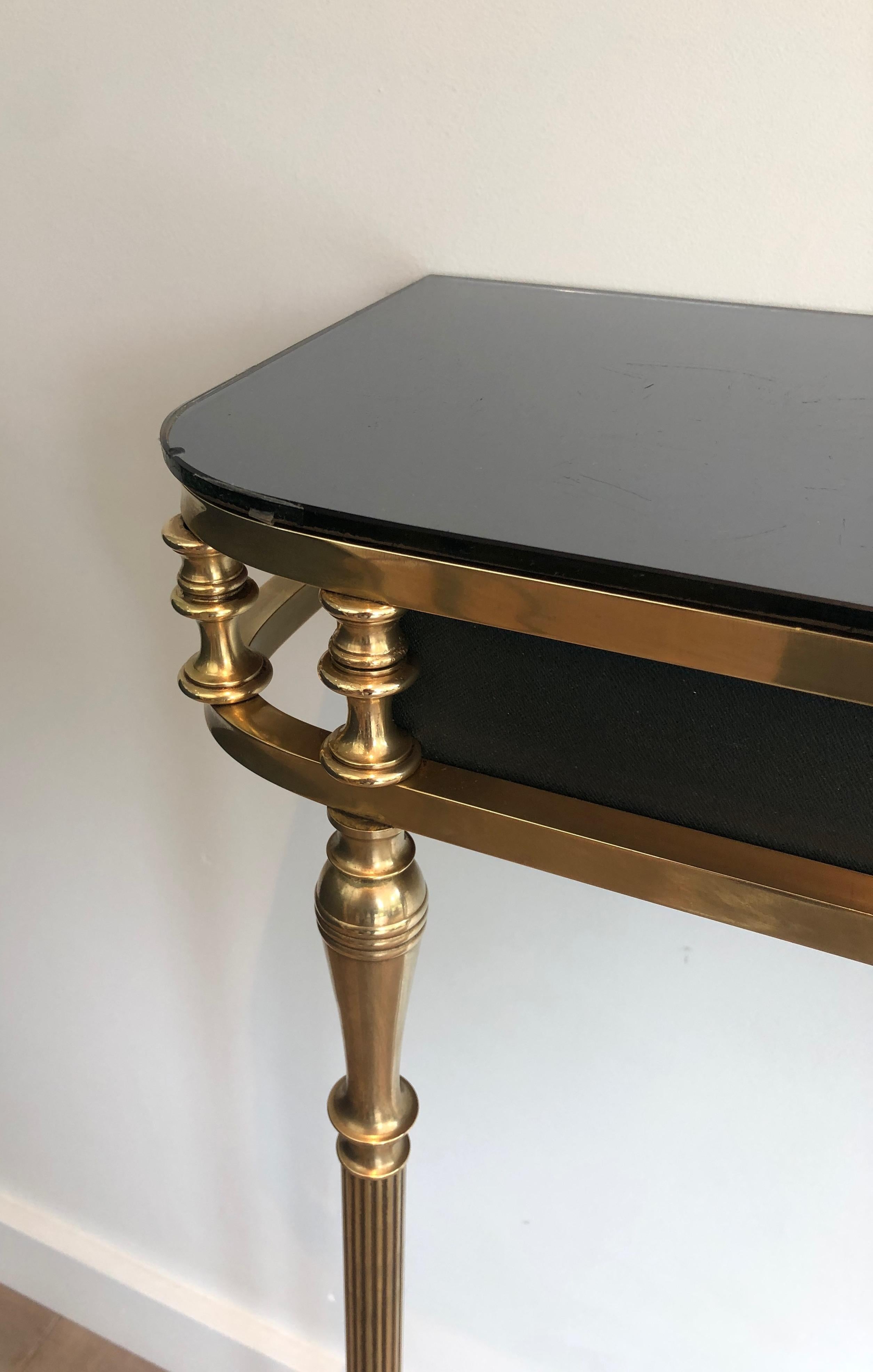 Neoclassical Style Brass and Lacquered Metal Console and Mirror Decorated with P 4