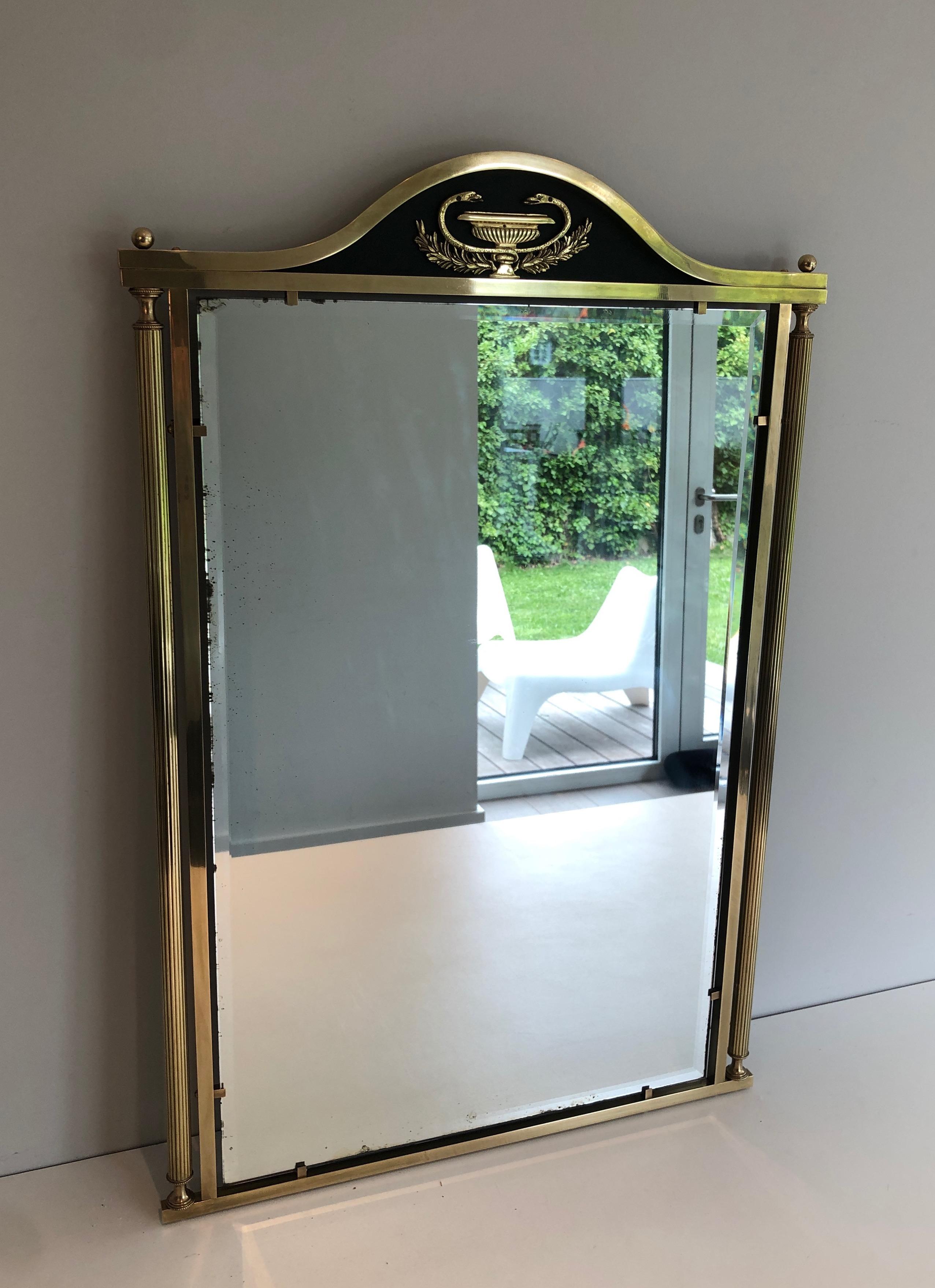 Neoclassical Style Brass and Lacquered Metal Console and Mirror Decorated with P 10