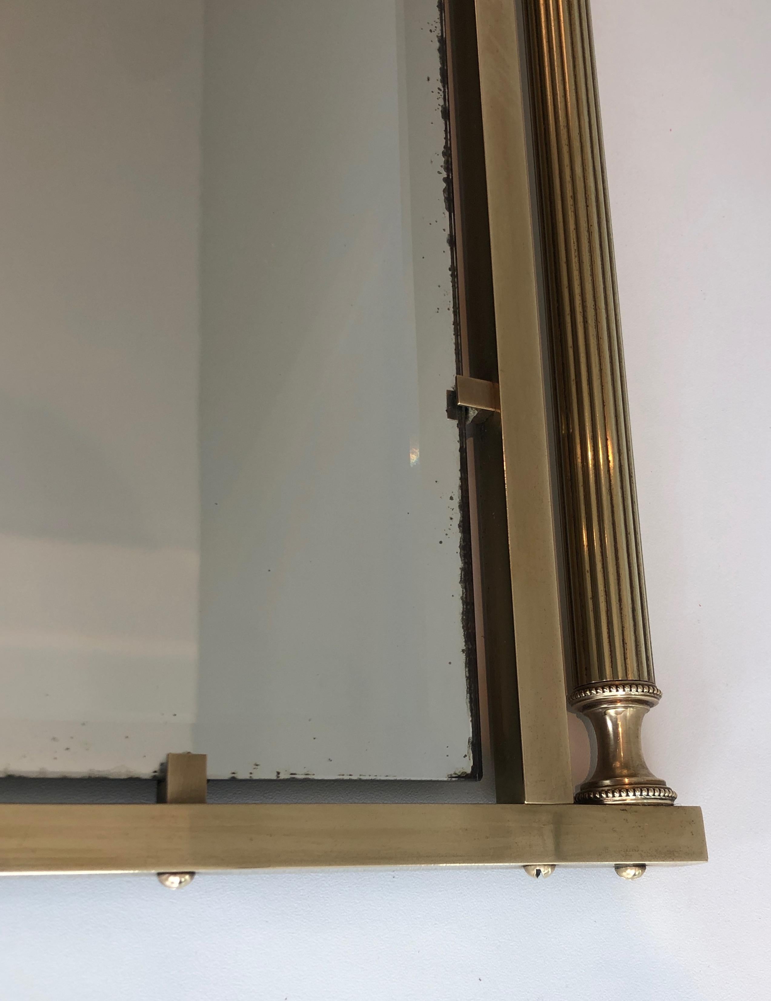 Neoclassical Style Brass and Lacquered Metal Mirror with Cup and Swan Necks. For Sale 8