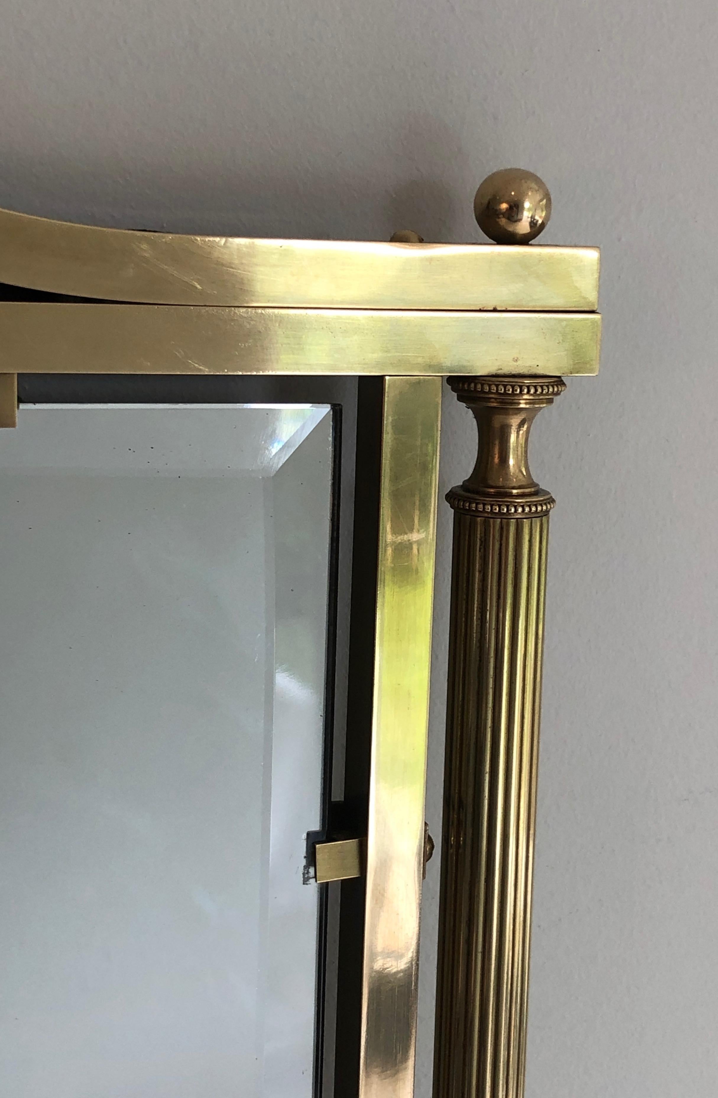 Neoclassical Style Brass and Lacquered Metal Mirror with Cup and Swan Necks. For Sale 9