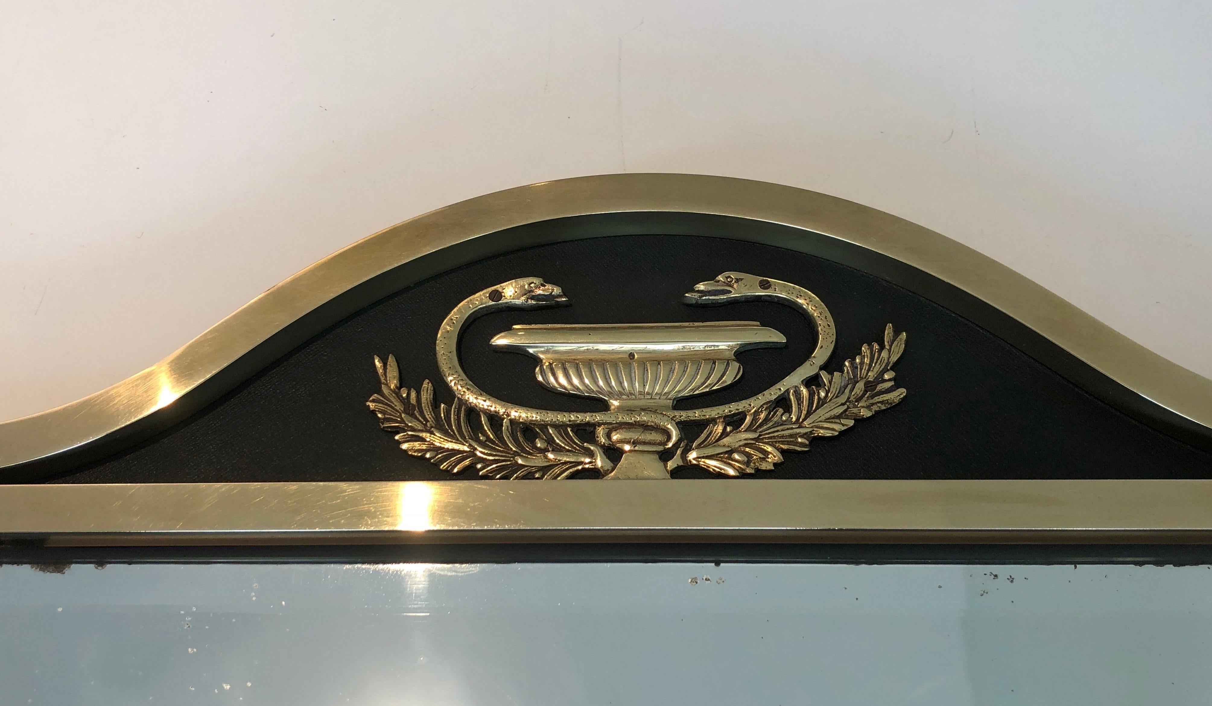 Neoclassical Style Brass and Lacquered Metal Mirror with Cup and Swan Necks. For Sale 10