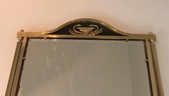 Neoclassical Style Brass and Lacquered Metal Mirror with Cup and Swan Necks.