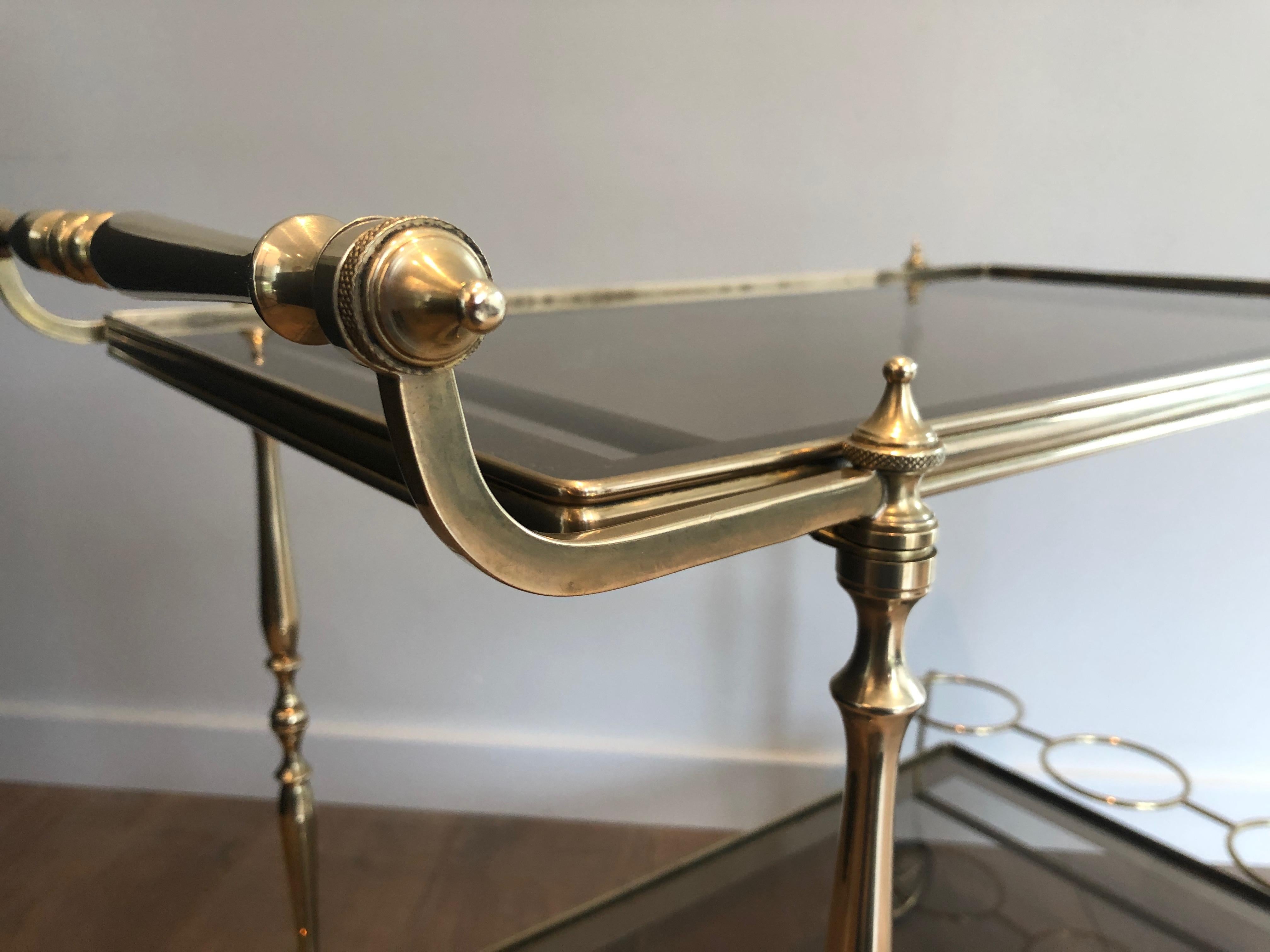 Neoclassical Style Brass and Smoked Glass Bar Cart in the Style of Maison Jansen 8