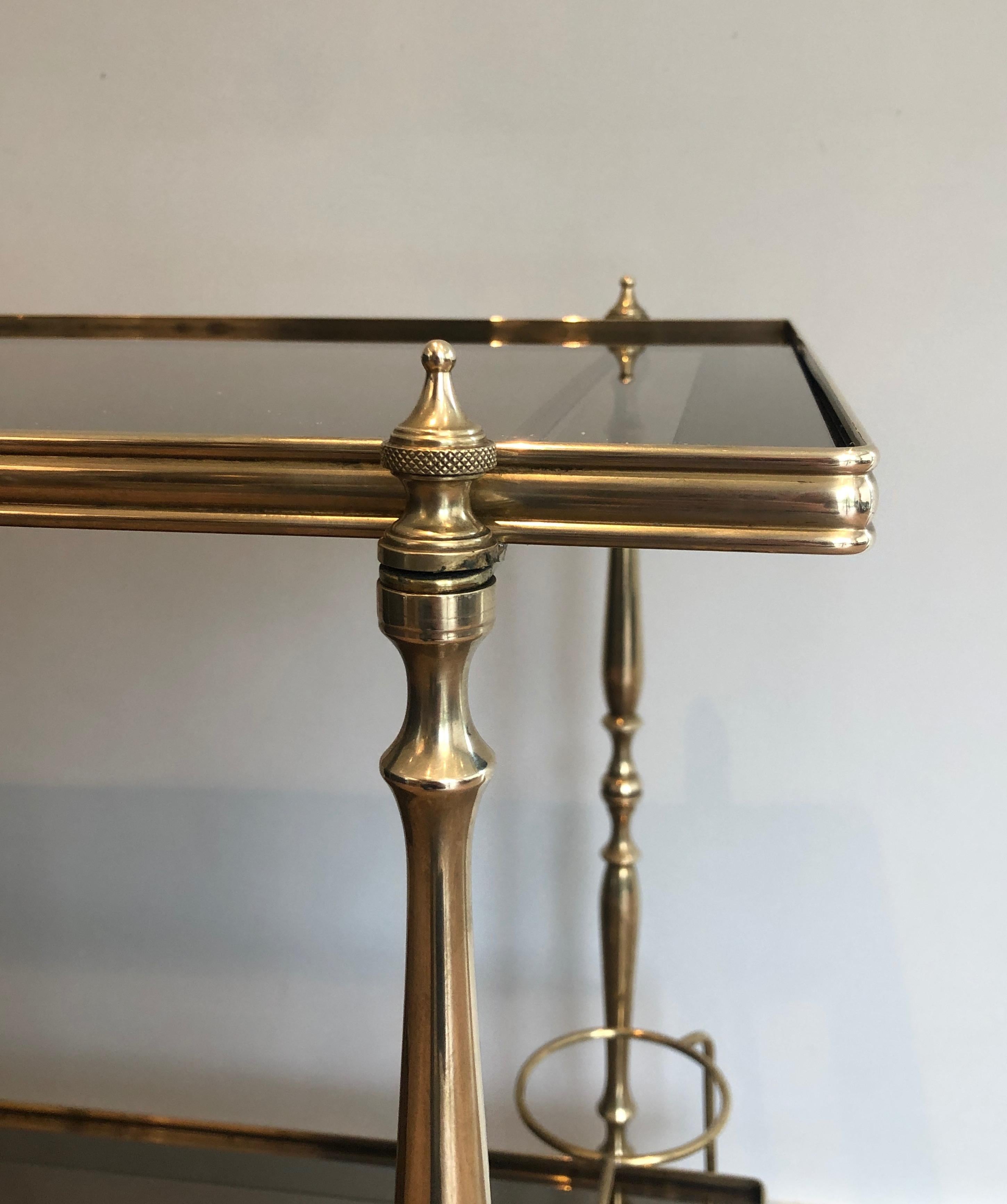 Neoclassical Style Brass and Smoked Glass Bar Cart in the Style of Maison Jansen 9