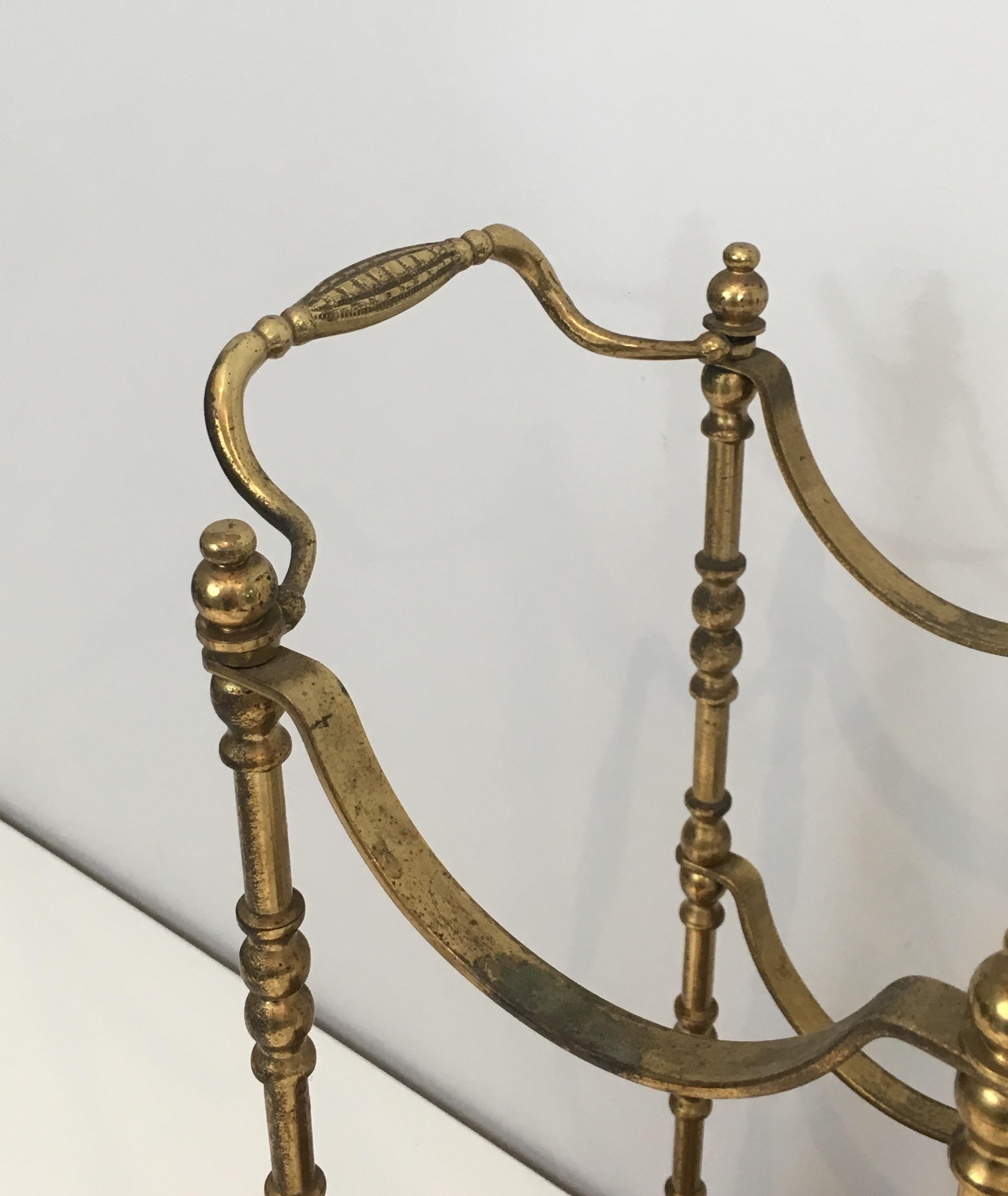Neoclassical Style Brass and Wood Bottles Rack, French, circa 1960 9