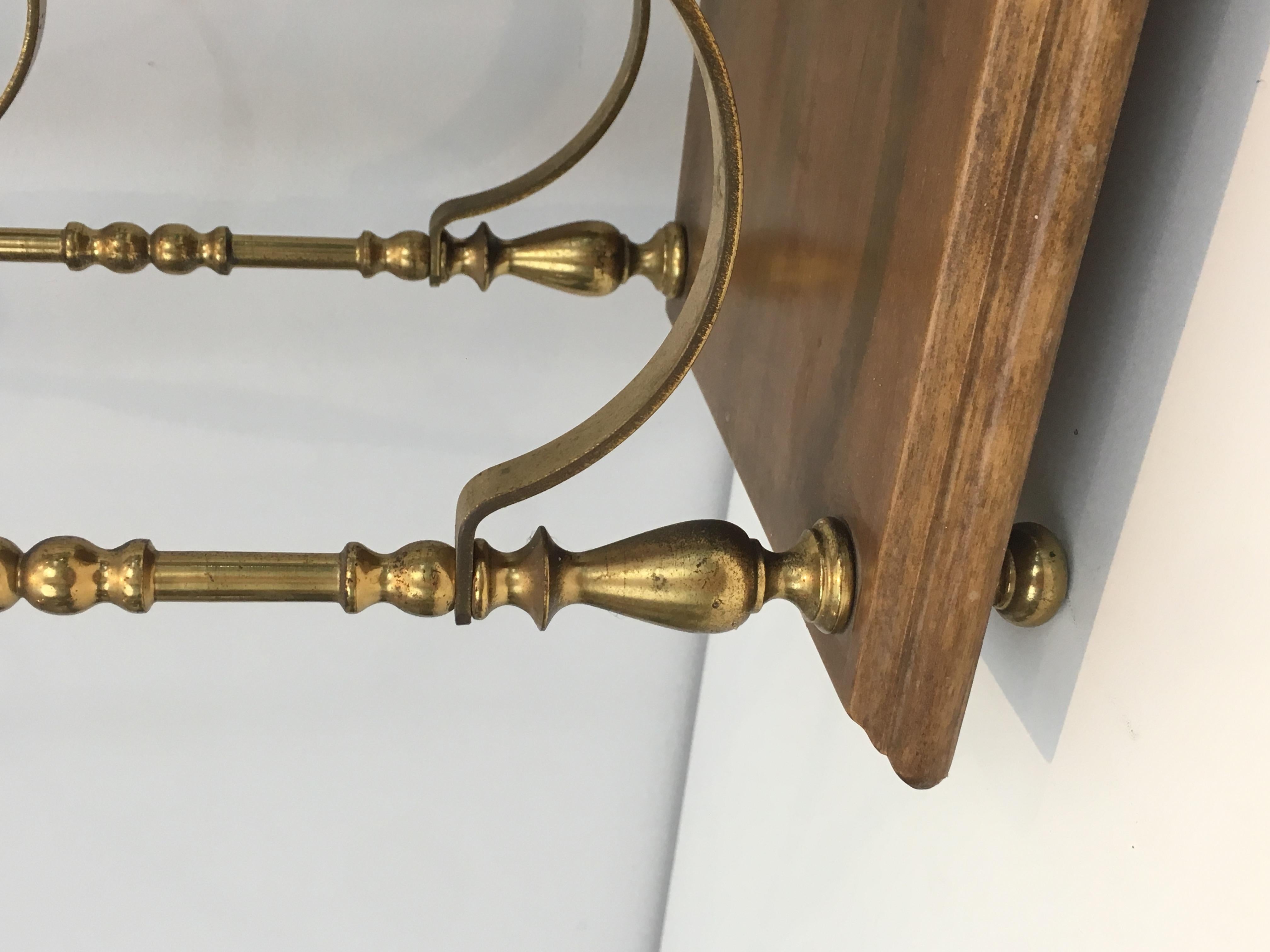 Neoclassical Style Brass and Wood Bottles Rack, French, circa 1960 10