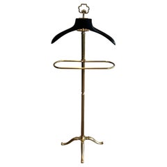 Neoclassical Style Brass and Wood Valet