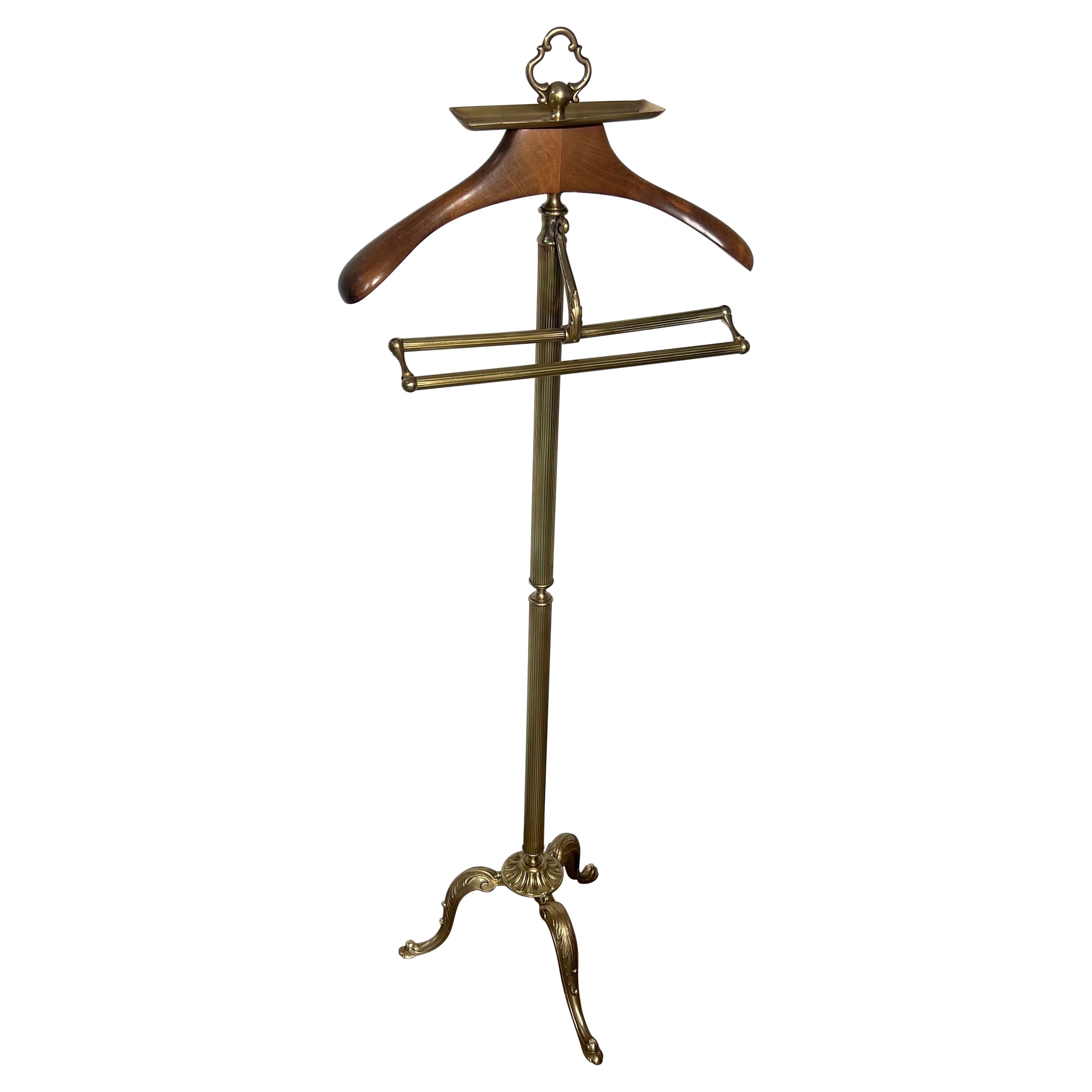Neoclassical Style Brass and Wood Valet. French Work. Circa 1940 For Sale