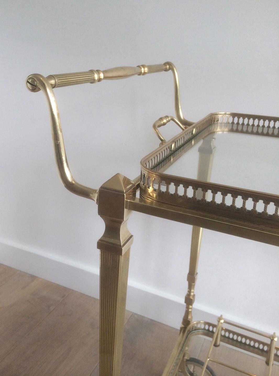 Neoclassical Style Brass Bar Cart by Maison Jansen For Sale 5