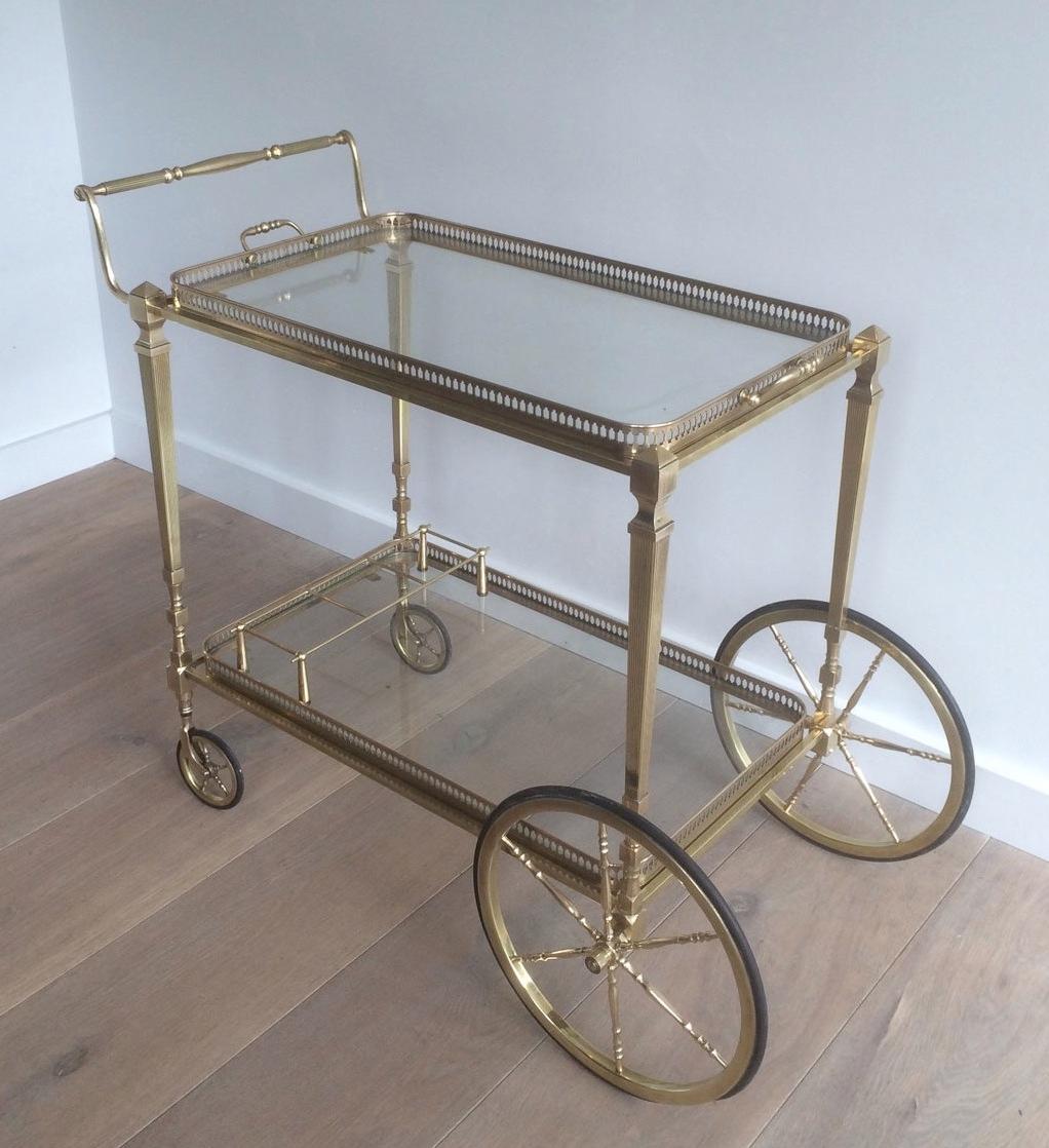 Neoclassical Style Brass Bar Cart by Maison Jansen For Sale 7