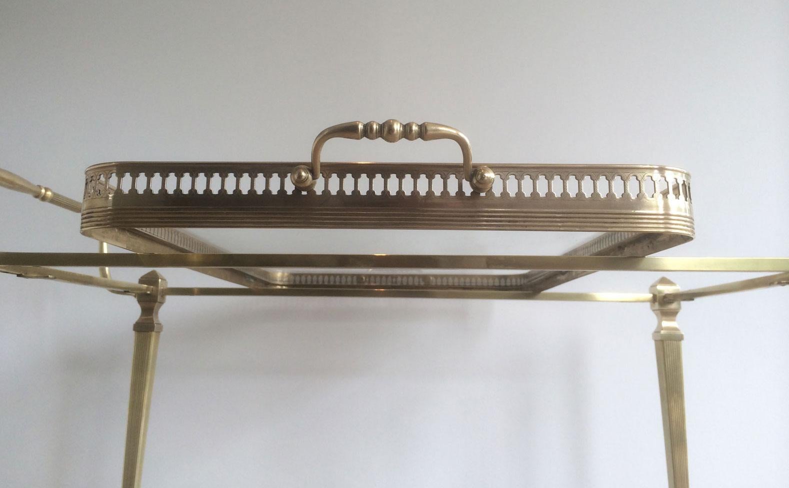Neoclassical Style Brass Bar Cart by Maison Jansen For Sale 9