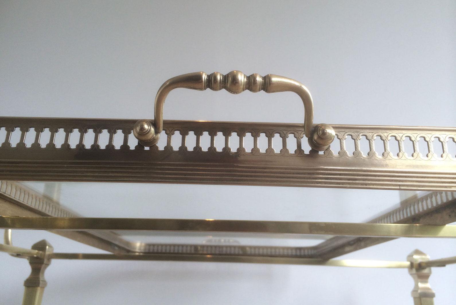 Neoclassical Style Brass Bar Cart by Maison Jansen For Sale 10