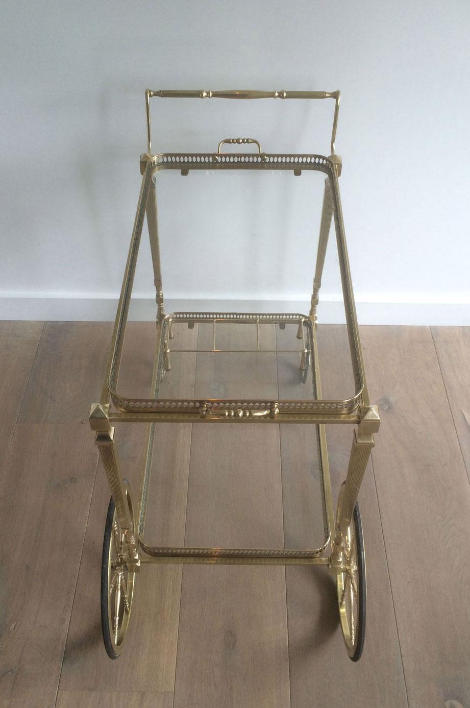 Neoclassical Style Brass Bar Cart by Maison Jansen For Sale 11