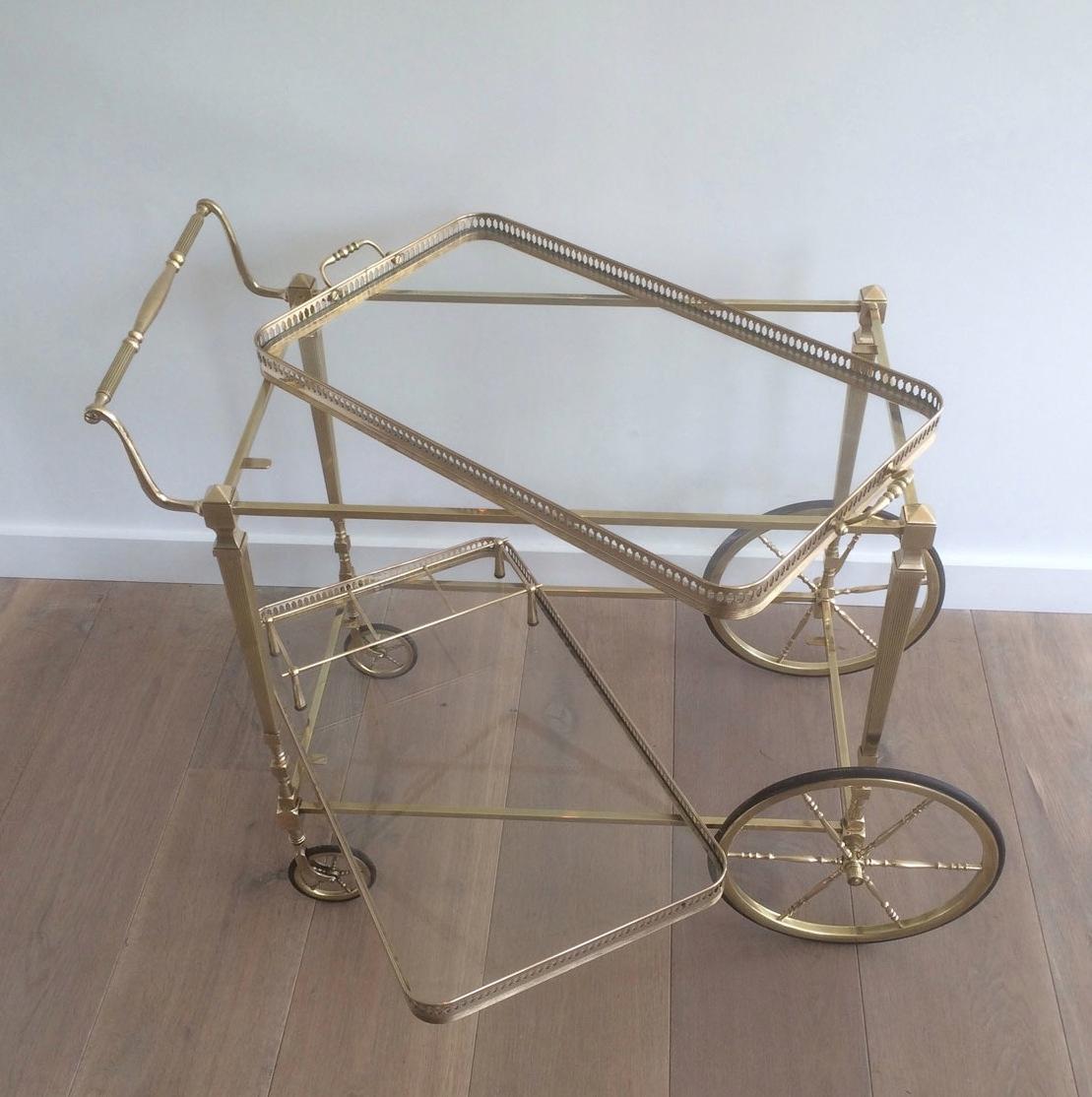 Neoclassical Style Brass Bar Cart by Maison Jansen For Sale 13