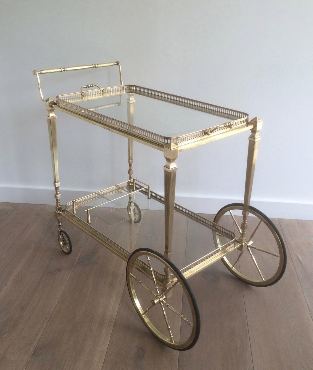 French Neoclassical Style Brass Bar Cart by Maison Jansen For Sale