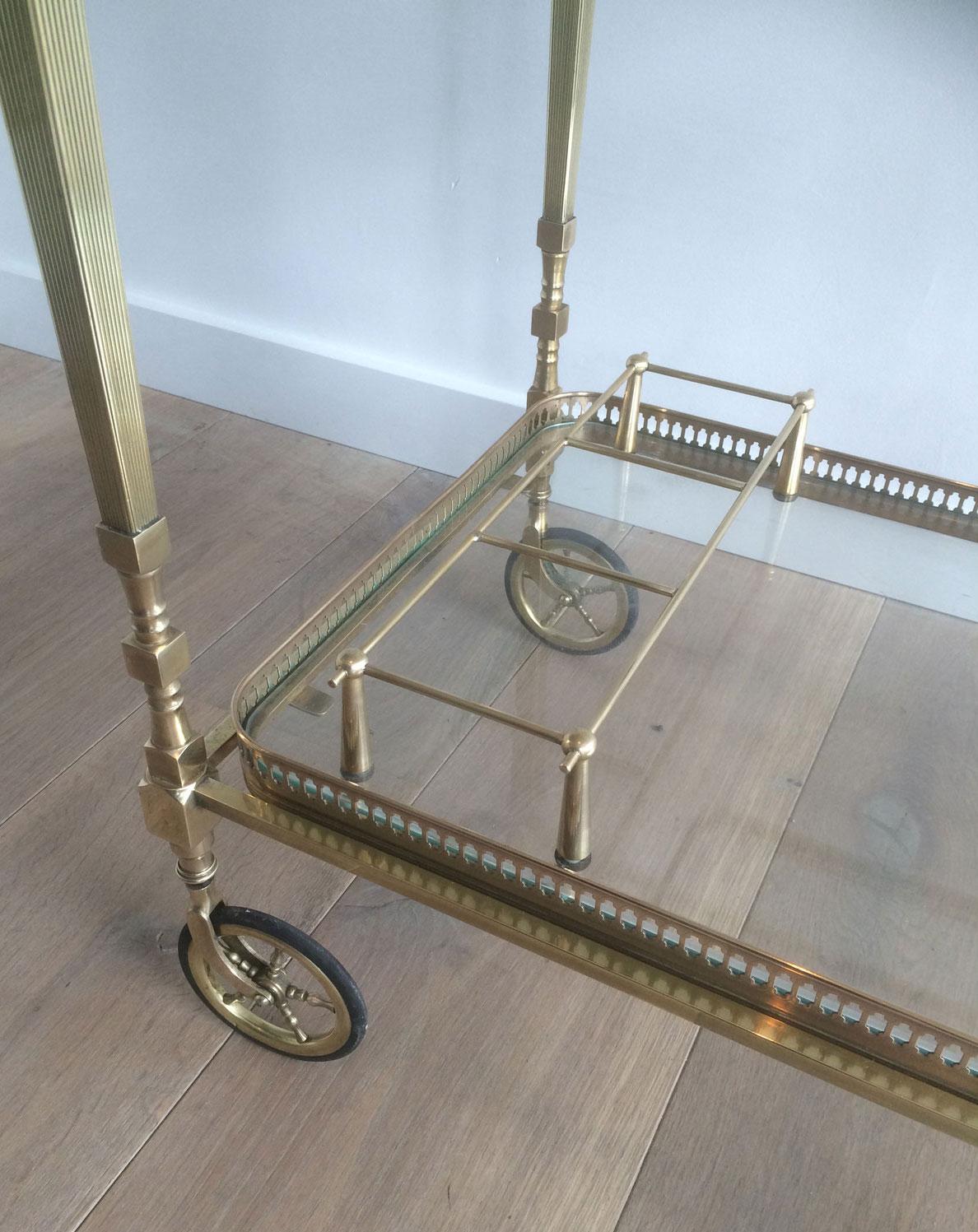 Neoclassical Style Brass Bar Cart by Maison Jansen For Sale 1