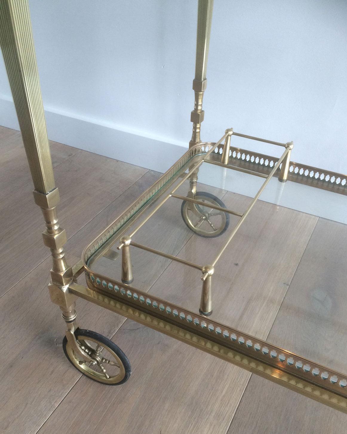 Neoclassical Style Brass Bar Cart by Maison Jansen For Sale 4