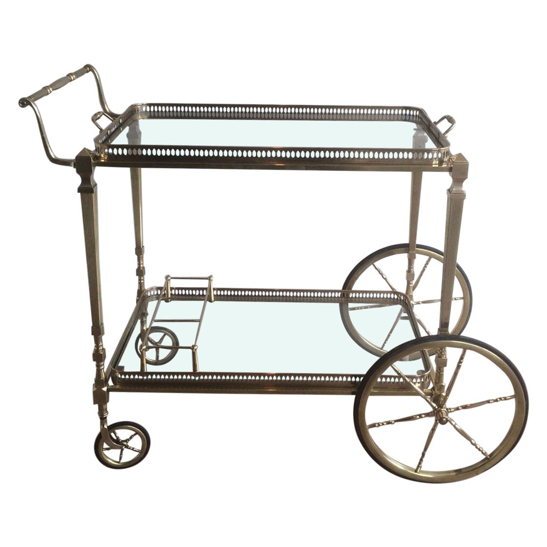 Carrello da bar in ottone in stile neoclassico di Maison Jansen