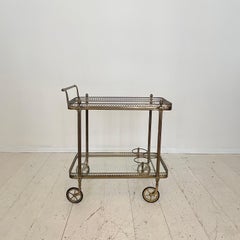 Neoclassical Style Brass Bar Cart Style of Maison Bagués Fleurs de Lys, 1940s