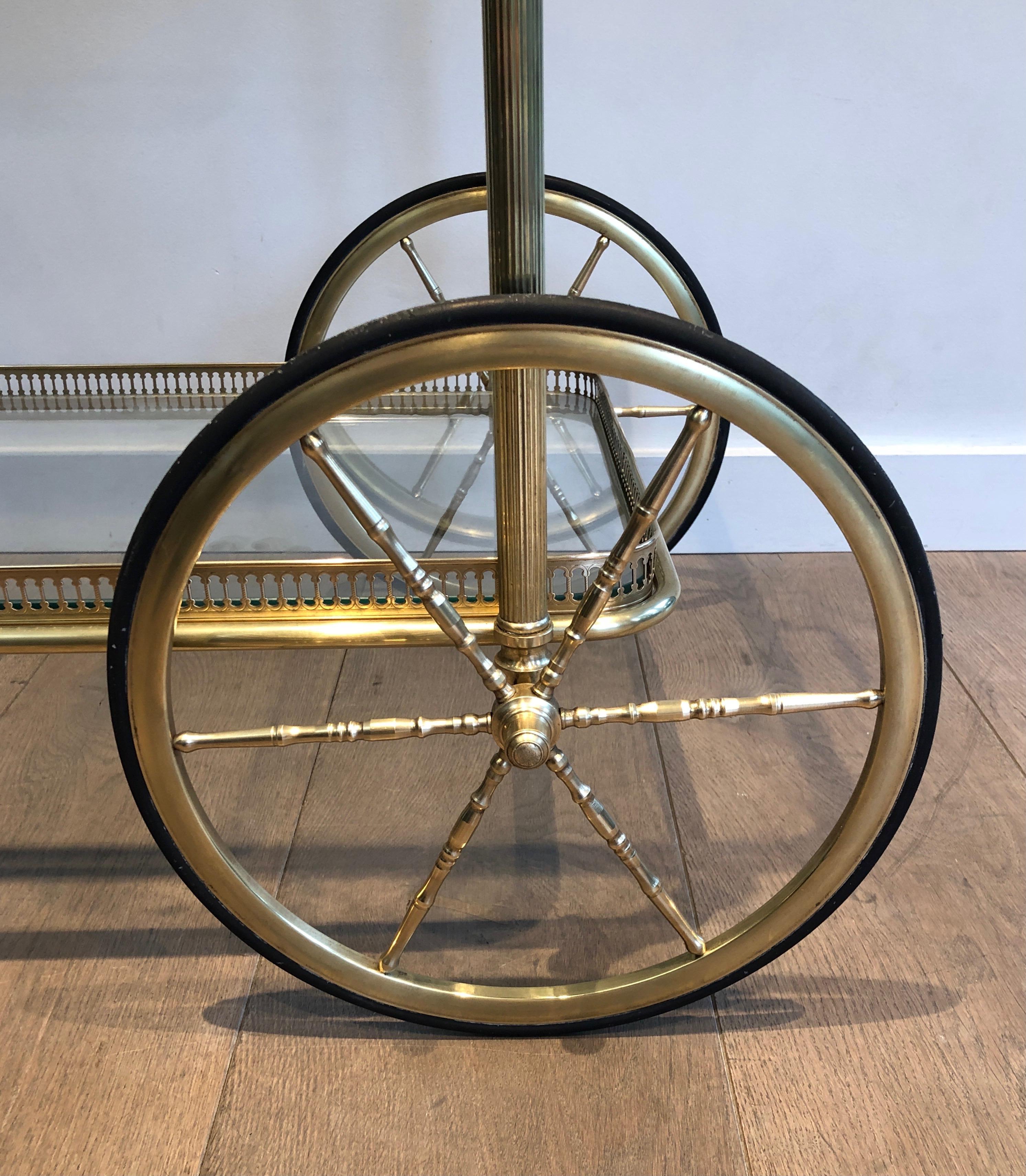 Neoclassical Style Brass Bar Cart with Removable Trays by Maison Jansen 6