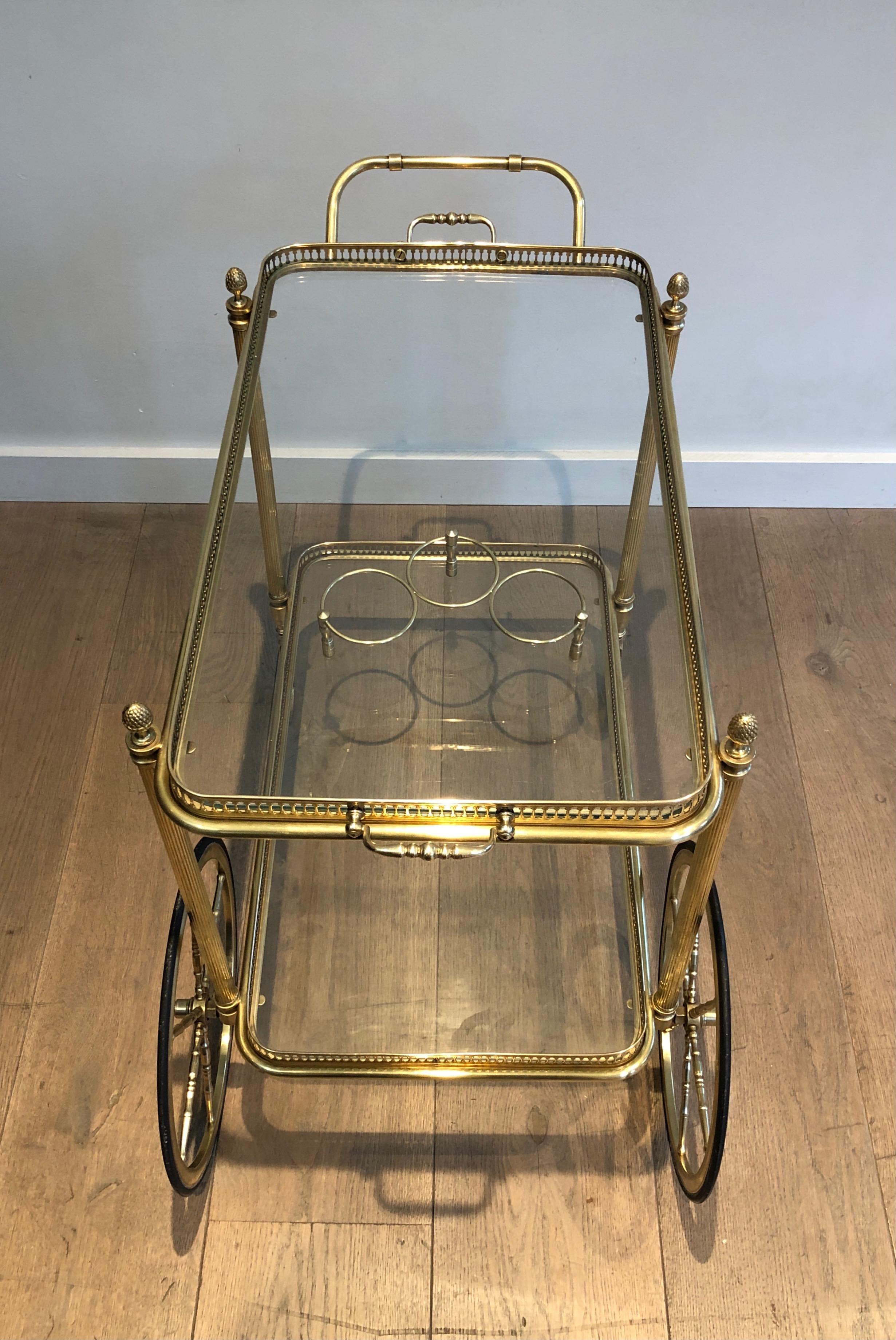 Neoclassical Style Brass Bar Cart with Removable Trays by Maison Jansen 7