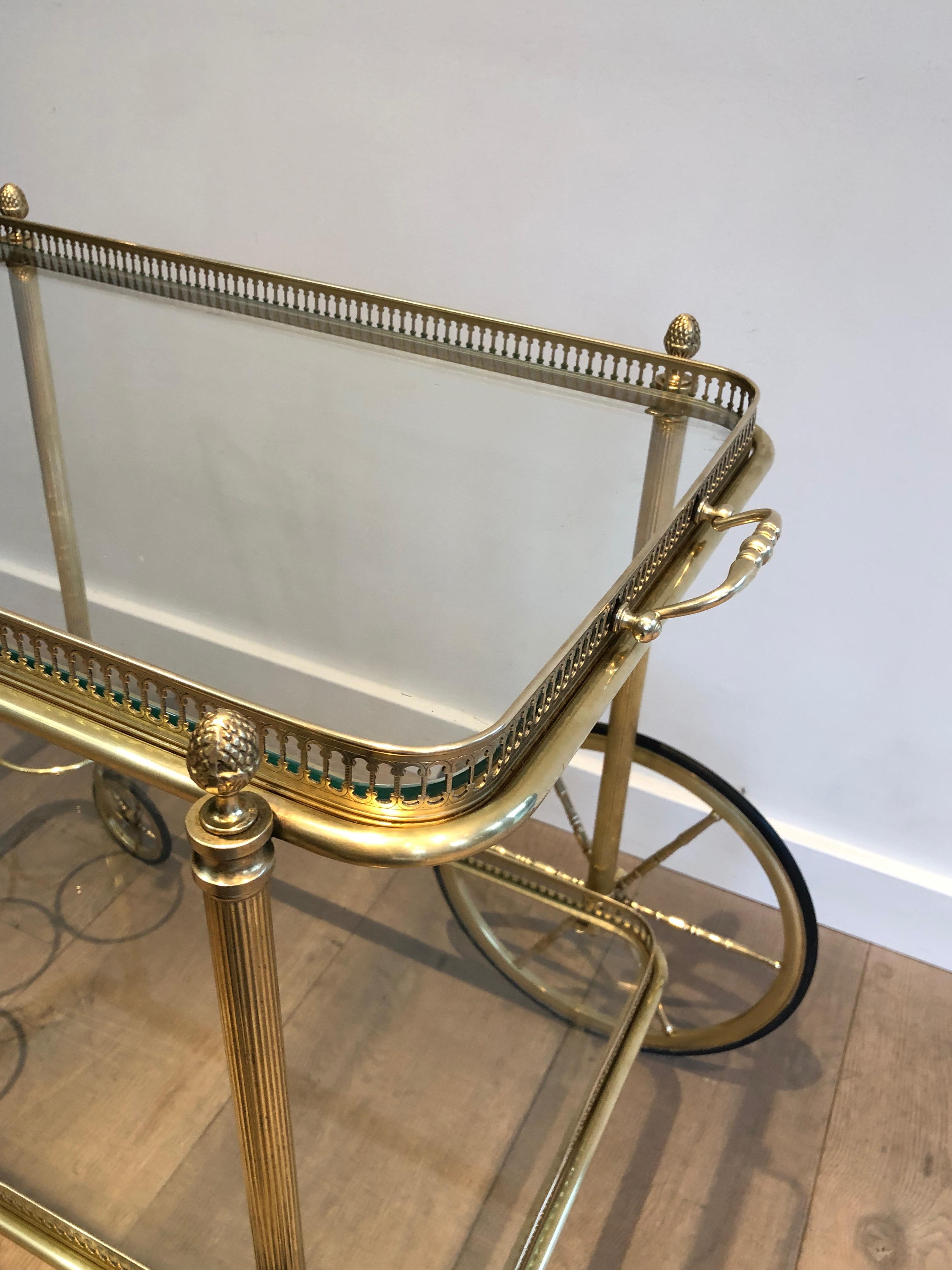 Neoclassical Style Brass Bar Cart with Removable Trays by Maison Jansen 10