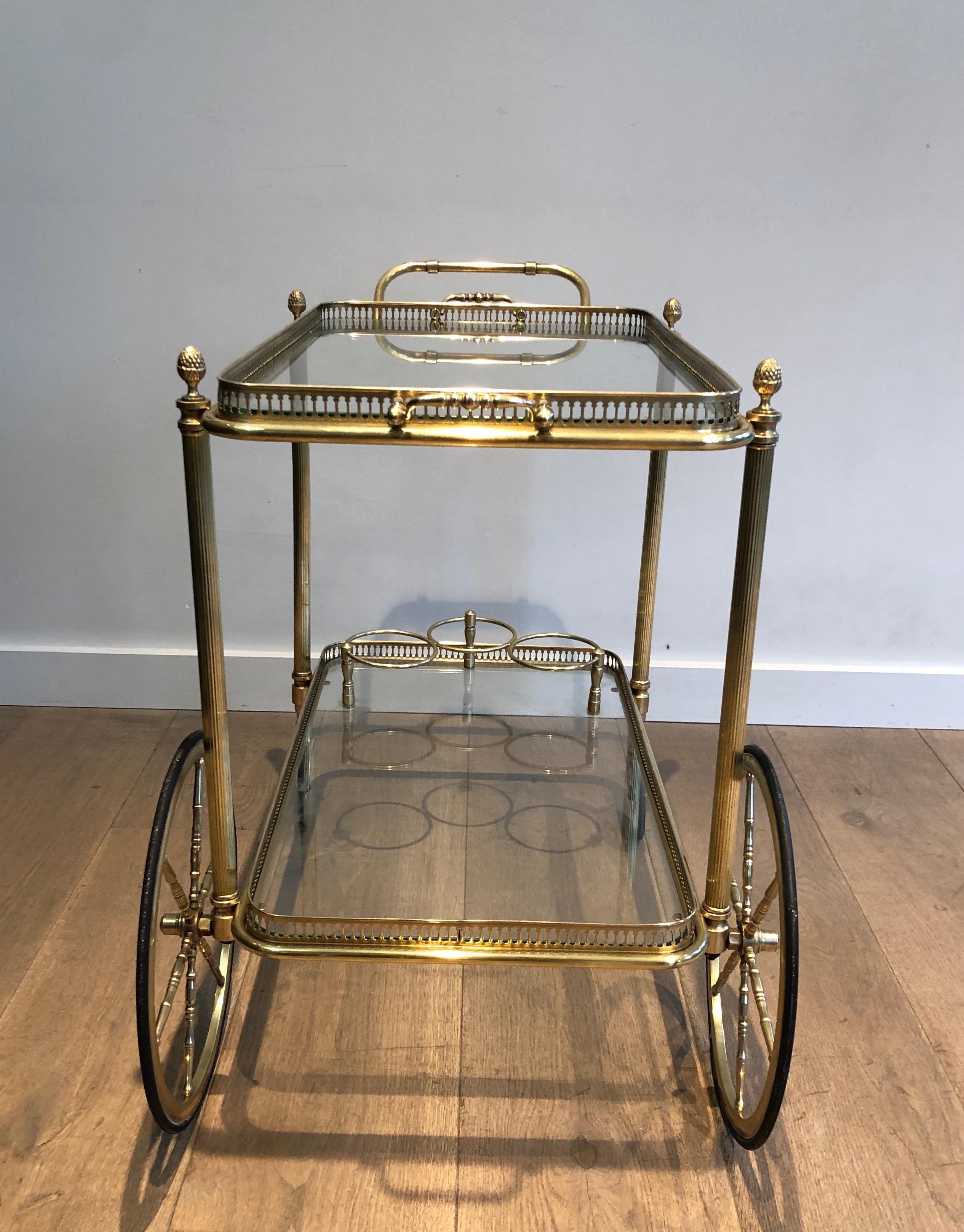 Neoclassical Style Brass Bar Cart with Removable Trays by Maison Jansen 13