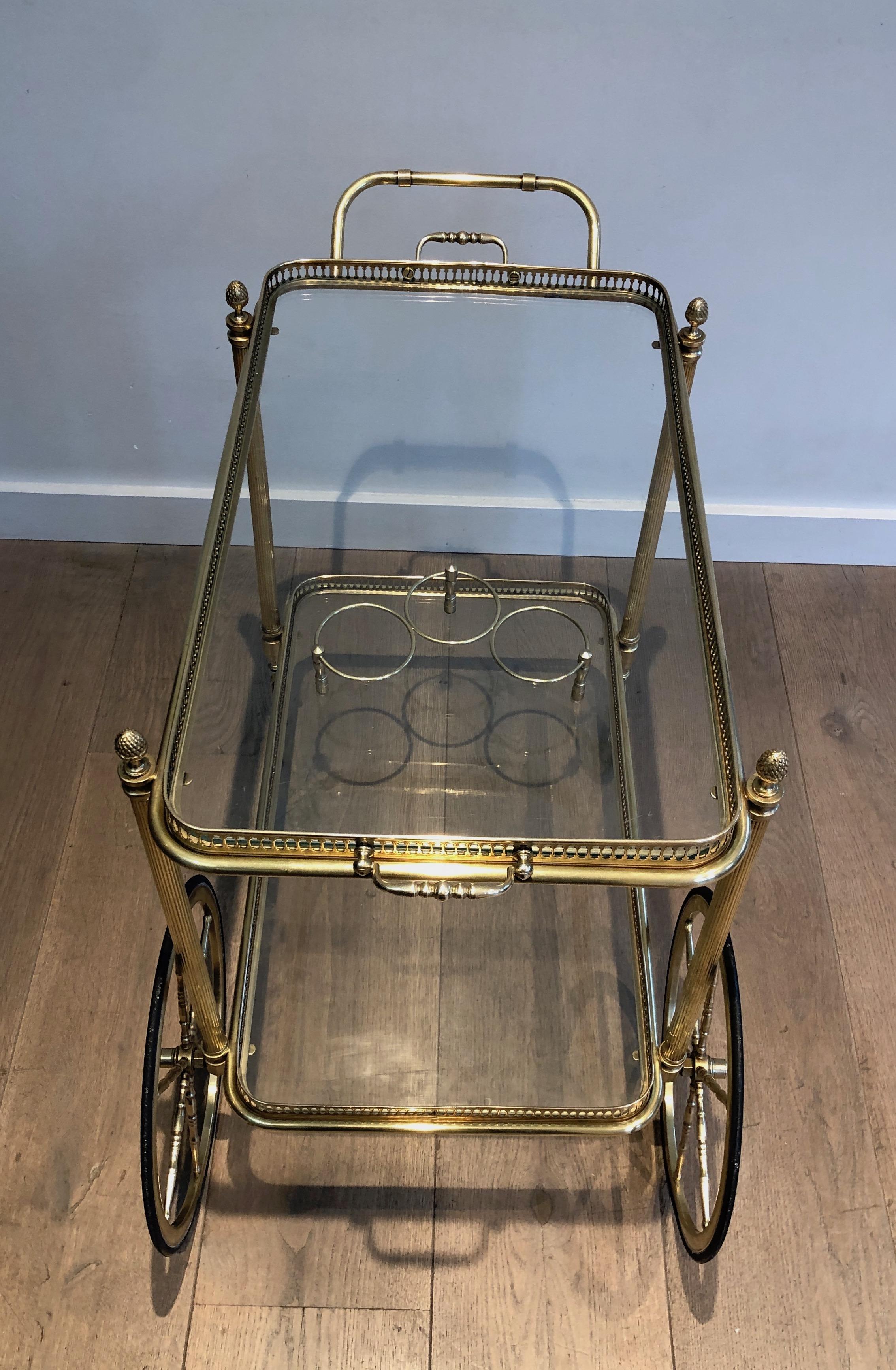 Neoclassical Style Brass Bar Cart with Removable Trays by Maison Jansen 14