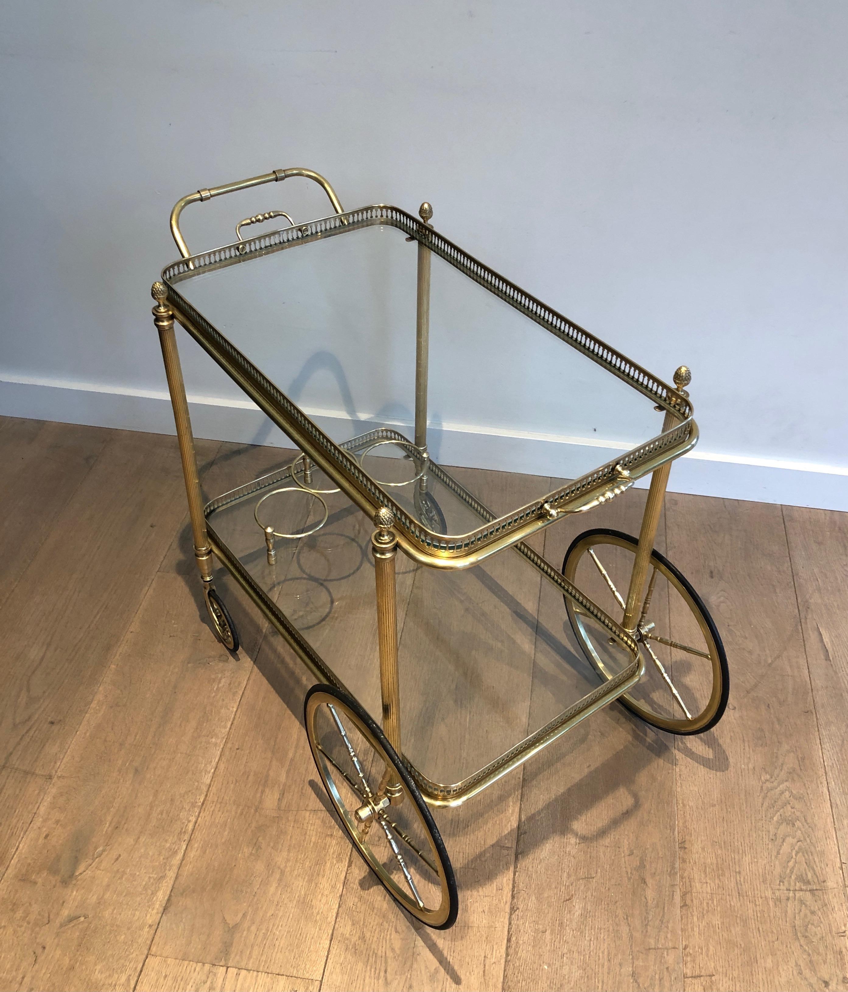 Neoclassical Style Brass Bar Cart with Removable Trays by Maison Jansen 15