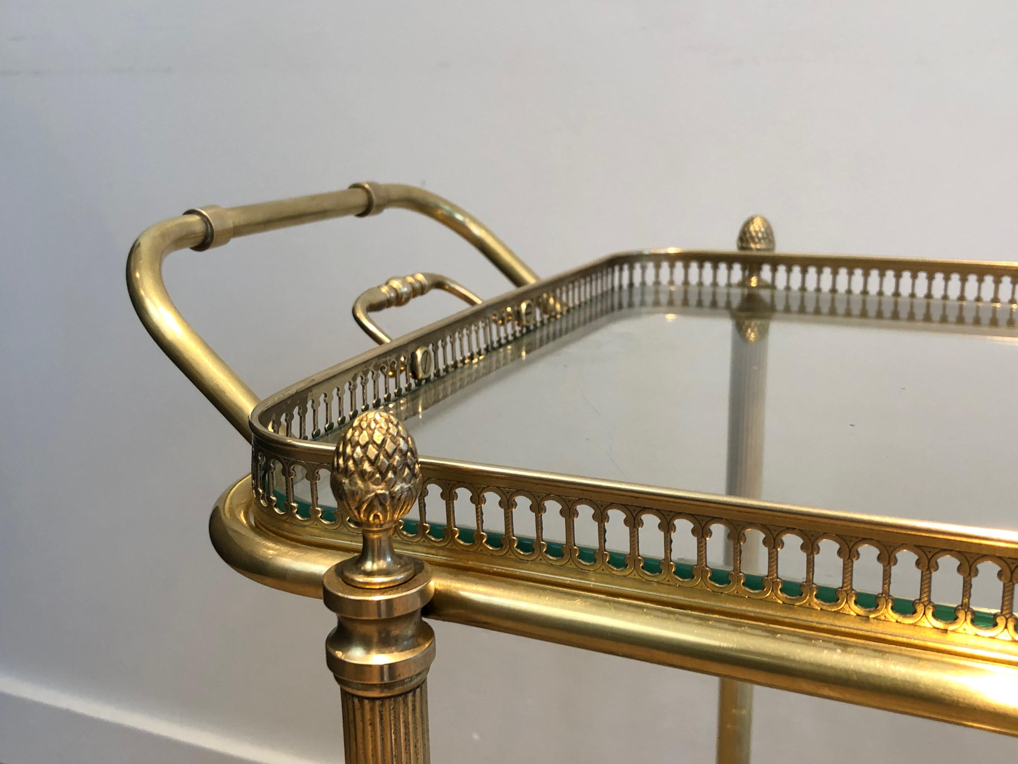 Neoclassical Style Brass Bar Cart with Removable Trays by Maison Jansen 1