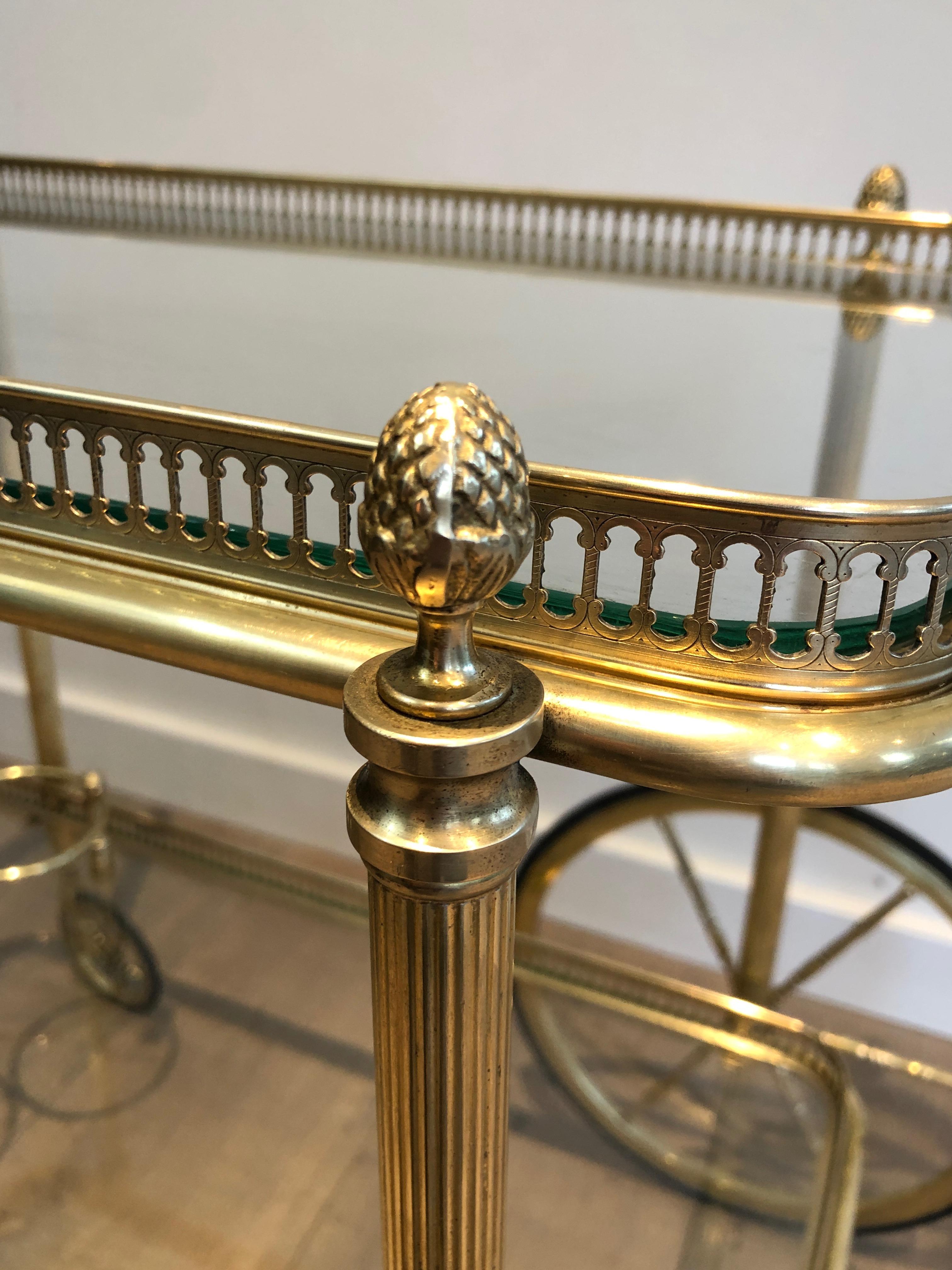Neoclassical Style Brass Bar Cart with Removable Trays by Maison Jansen 2