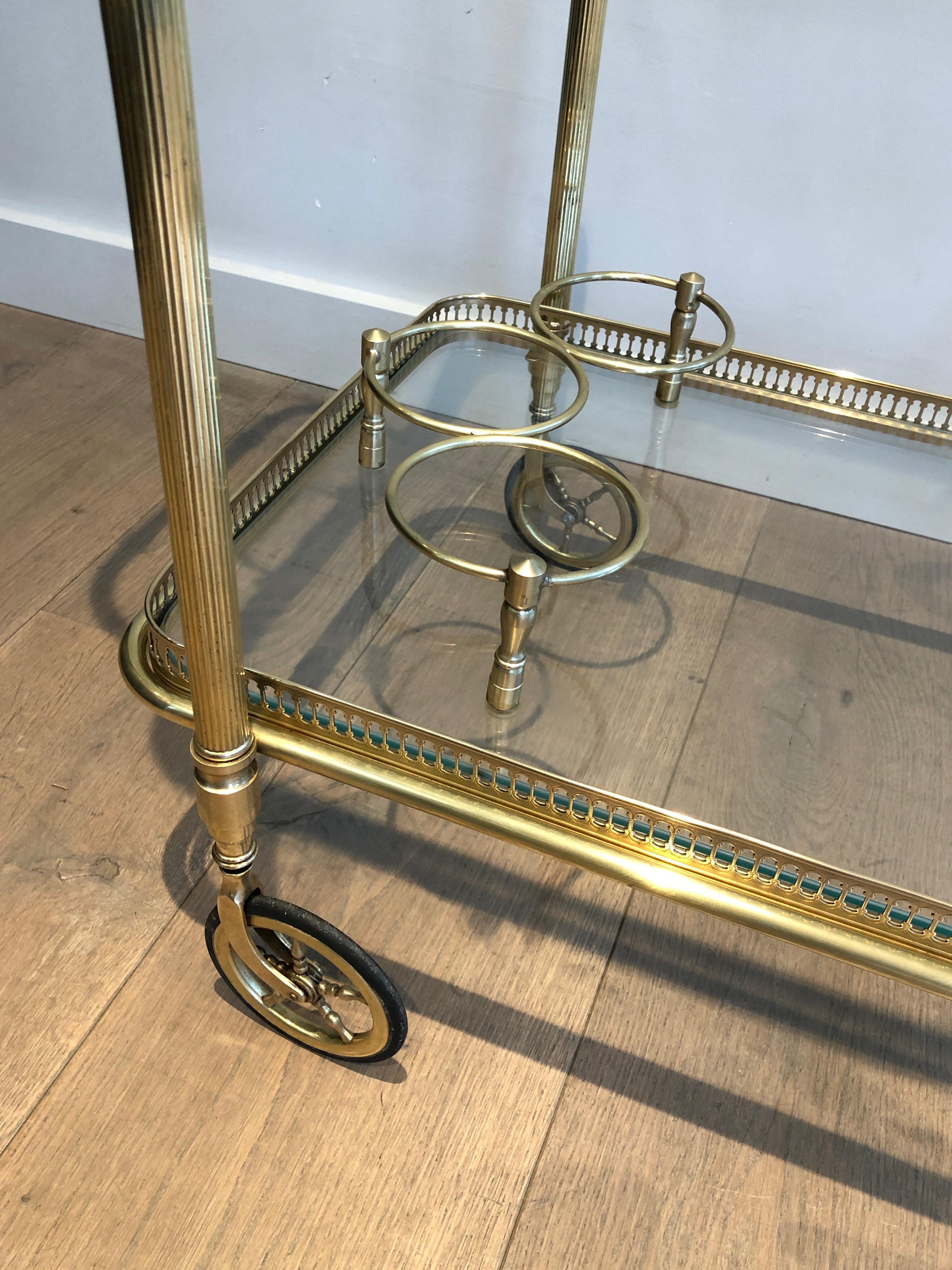 Neoclassical Style Brass Bar Cart with Removable Trays by Maison Jansen 4
