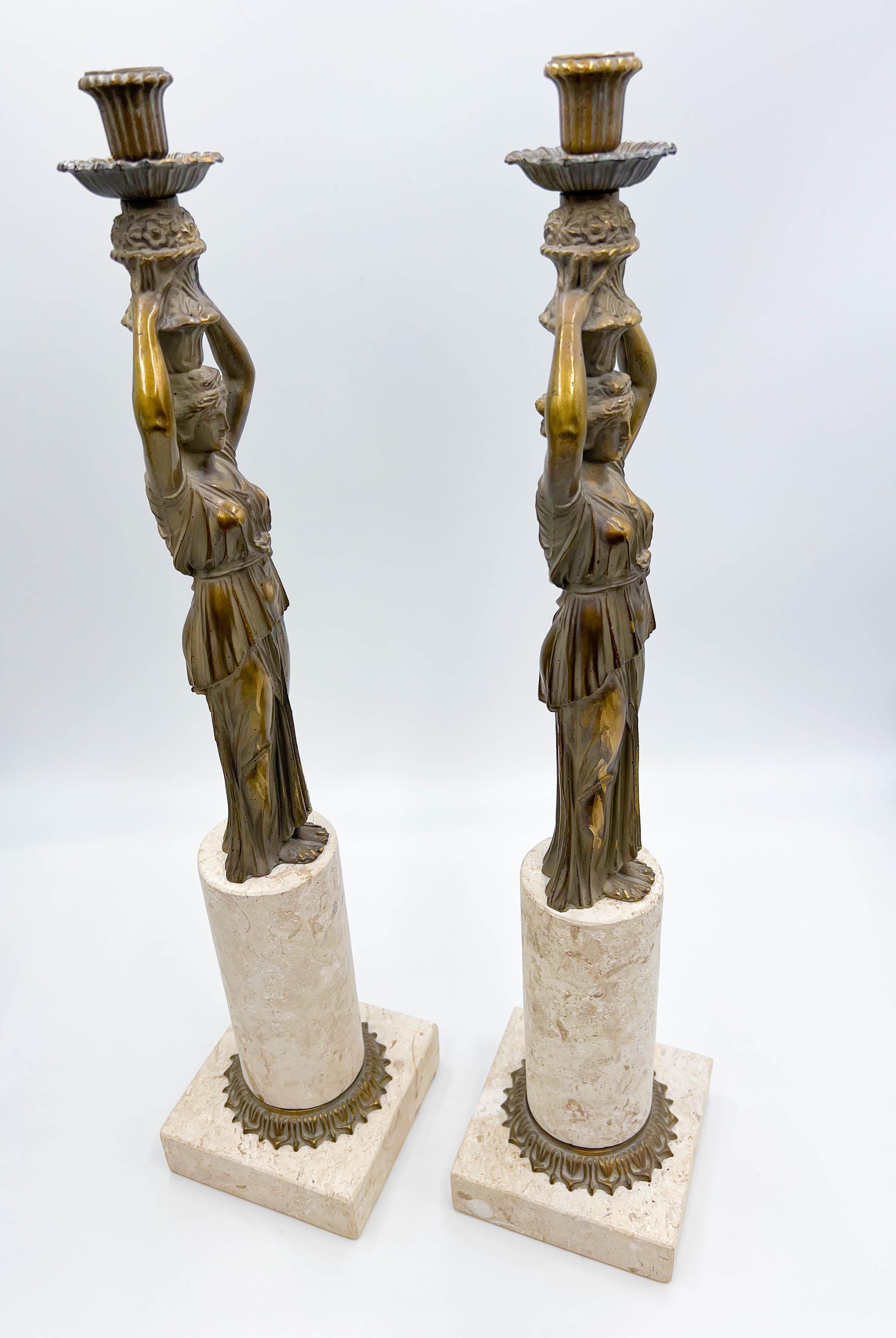 Mid-20th Century Pair of Neoclassical Candleholders For Sale