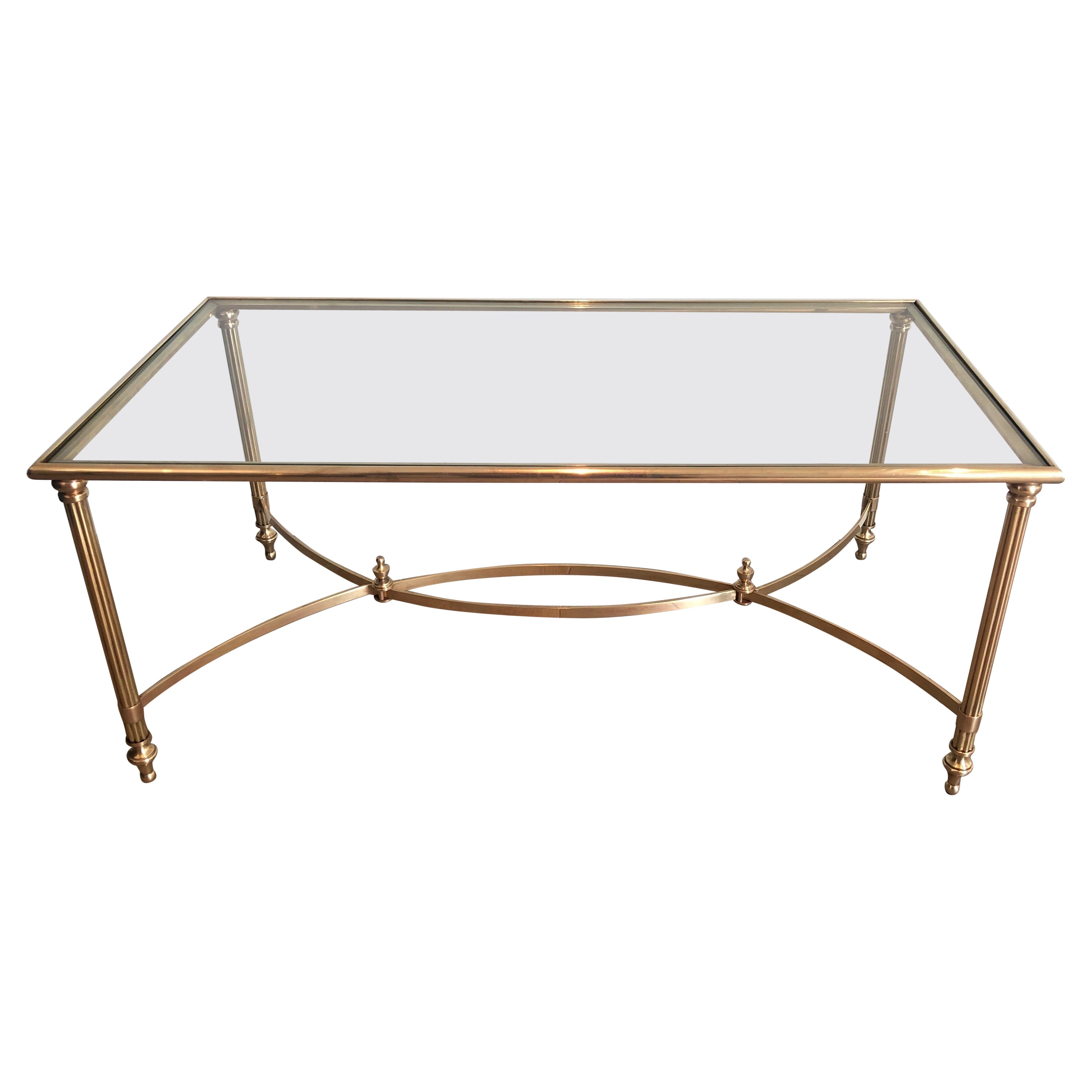 Neoclassical Style Brass Coffee Table by Maison Jansen