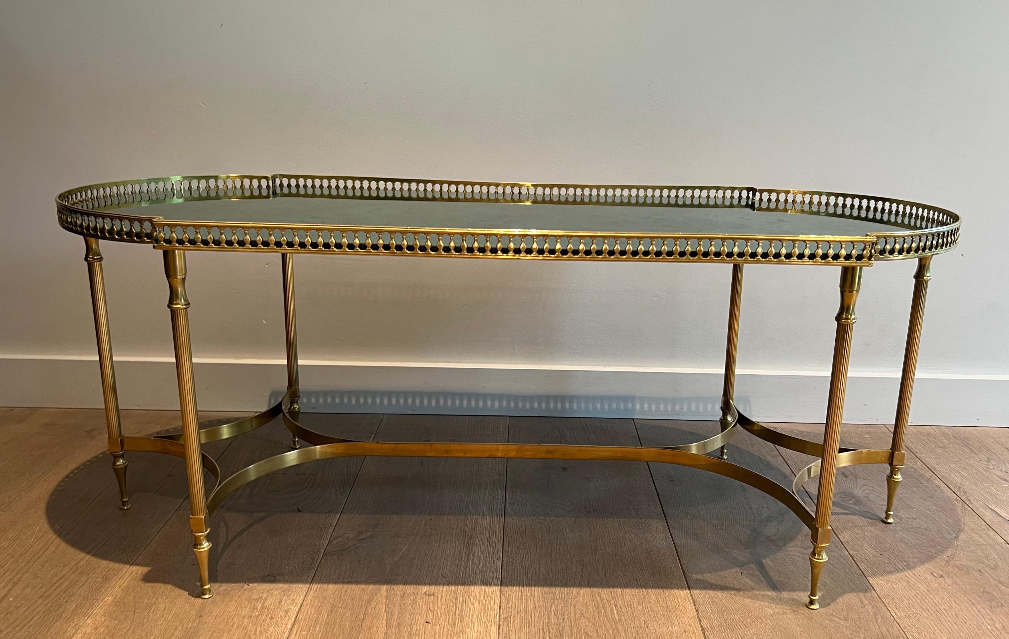 French Neoclassical Style Brass Coffee Table in the style of Maria Pergay. Circa 1940 For Sale