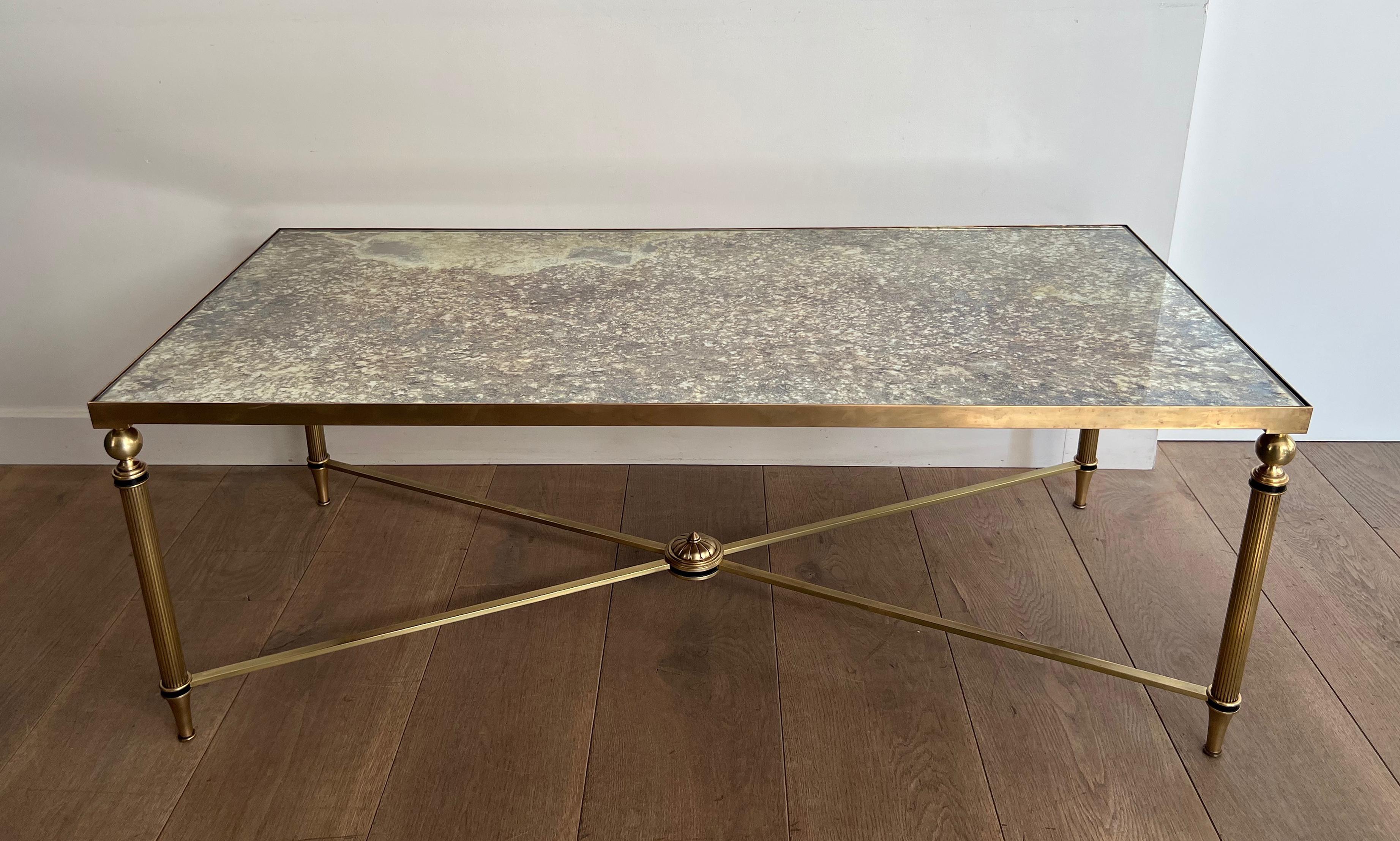 Table basse de style néoclassique avec plateau en miroir églomisé de la Maison Jansen 14