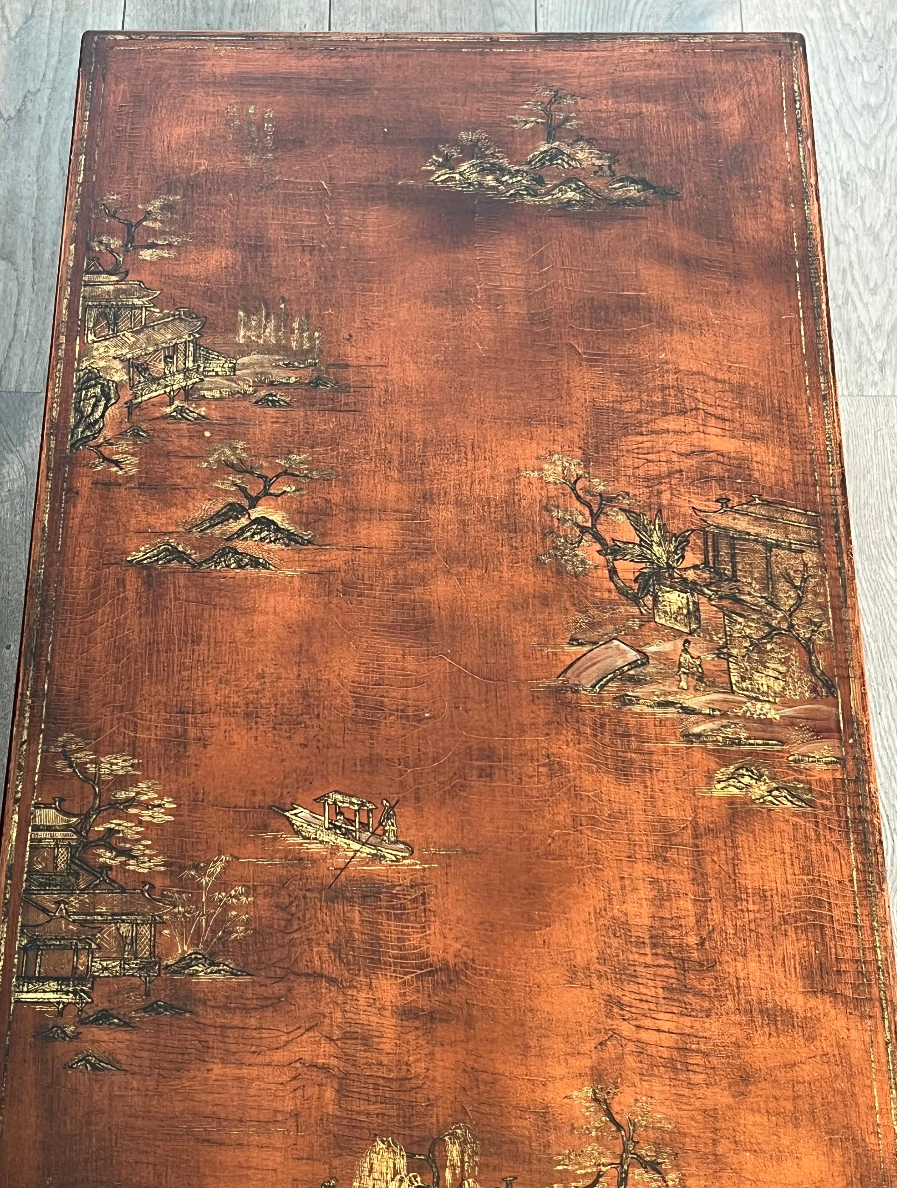 Neoclassical Style Brass Coffee Table with Wooden Lacquered Top Representing For Sale 9