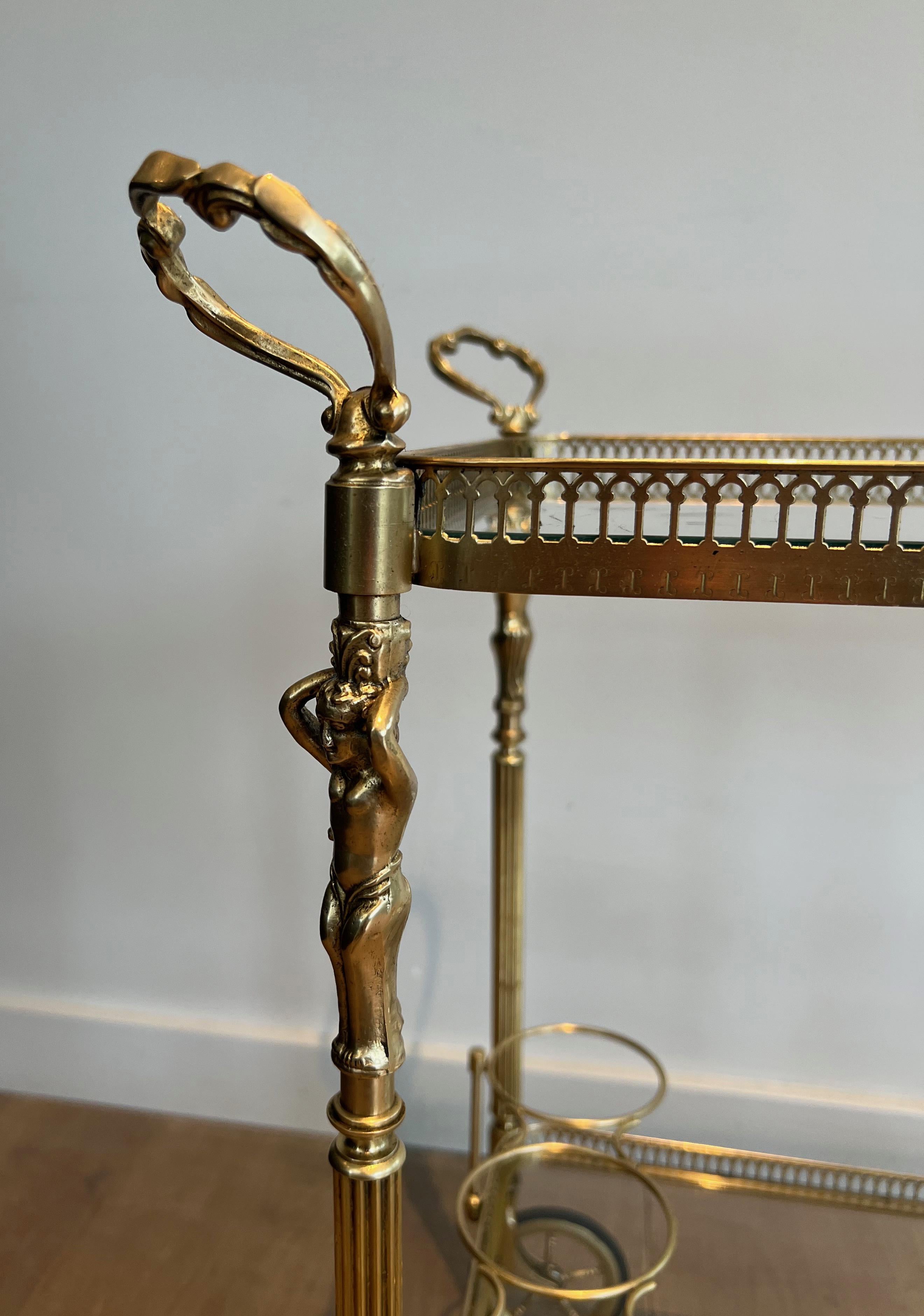 Neoclassical style brass drinks trolley with cherubs For Sale 8