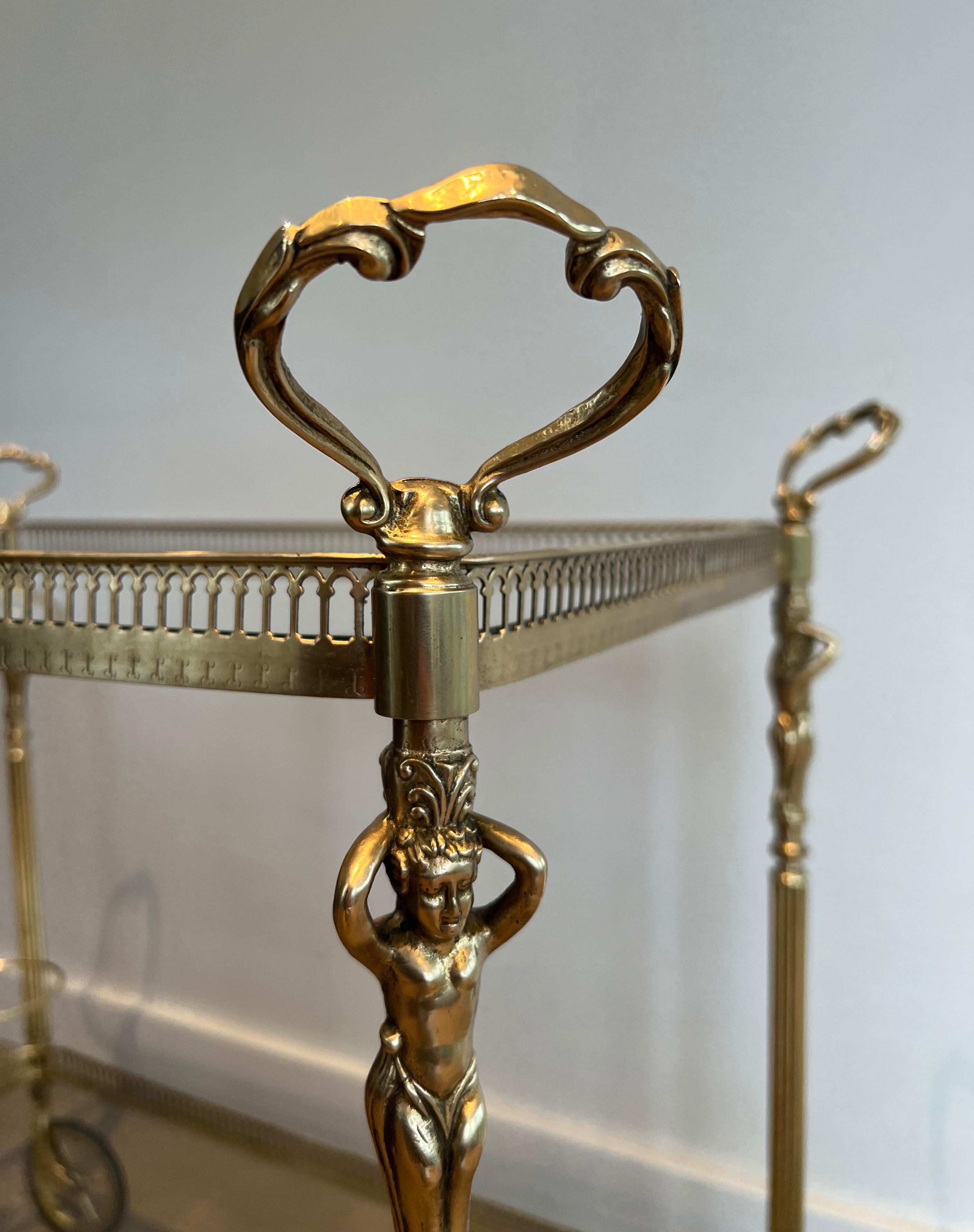 Neoclassical style brass drinks trolley with cherubs For Sale 10