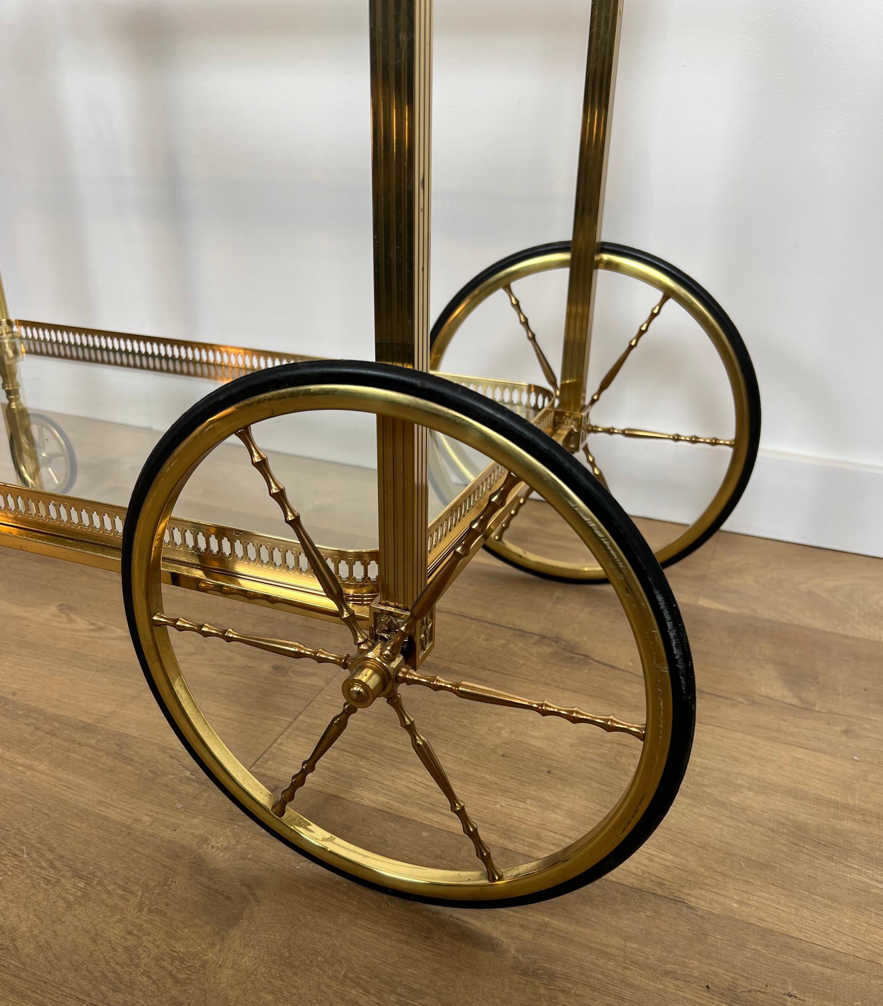 Neoclassical Style Brass Drinks Trolley with Lily Flowers. Maison Baguès. 5