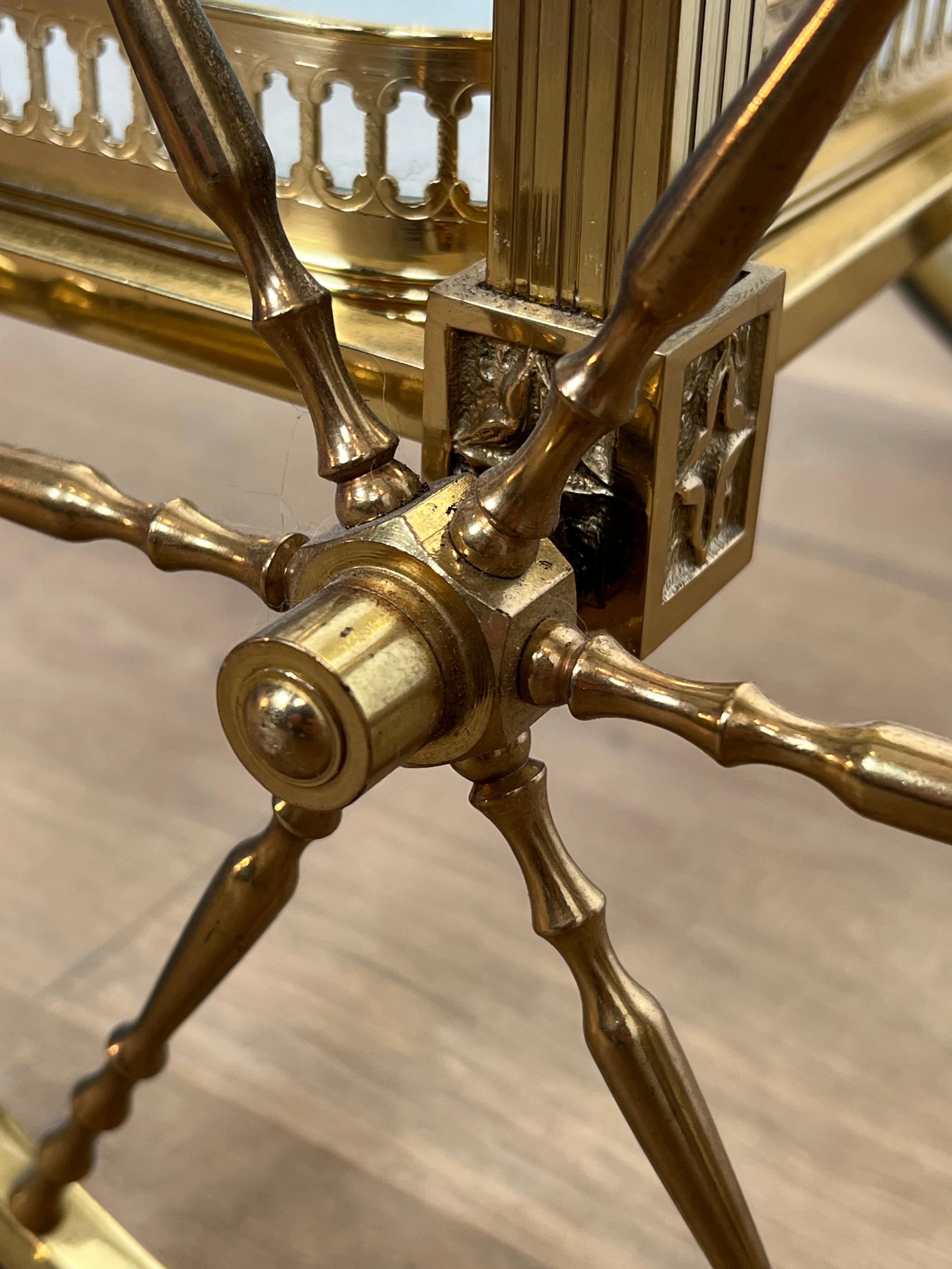 Neoclassical Style Brass Drinks Trolley with Lily Flowers. Maison Baguès. 6