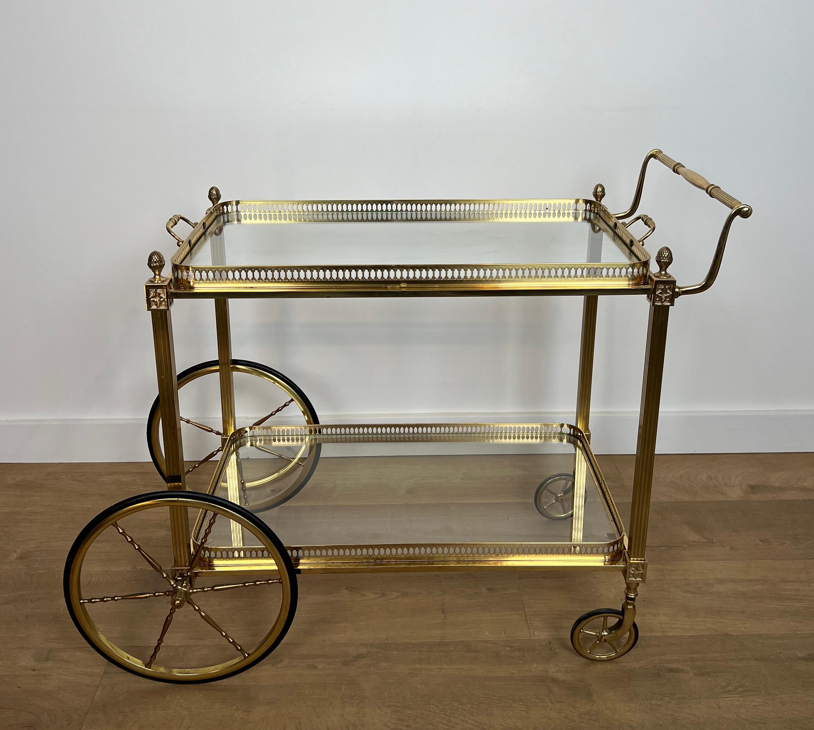 Neoclassical Style Brass Drinks Trolley with Lily Flowers. Maison Baguès. 8