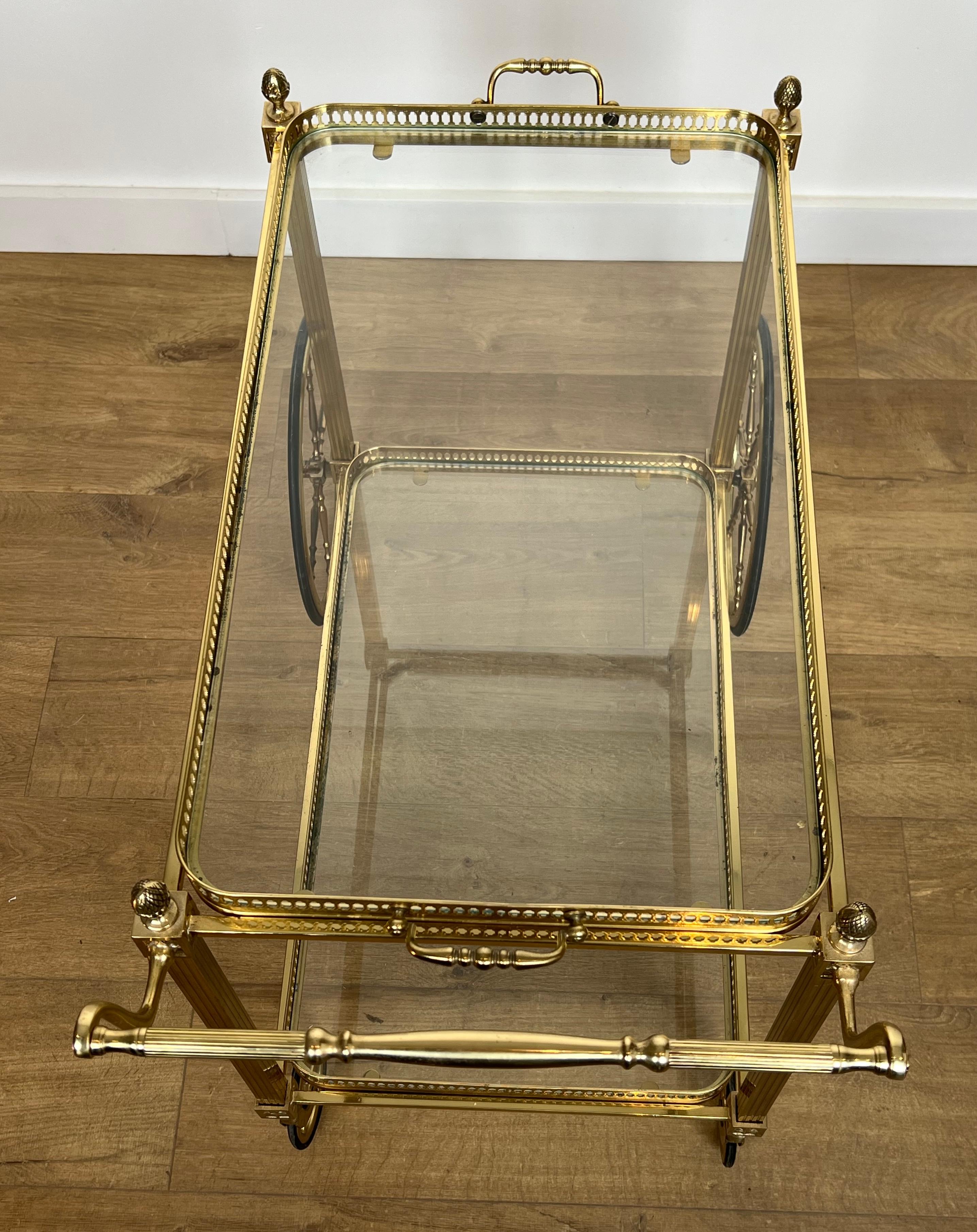 Neoclassical Style Brass Drinks Trolley with Lily Flowers. Maison Baguès. 9