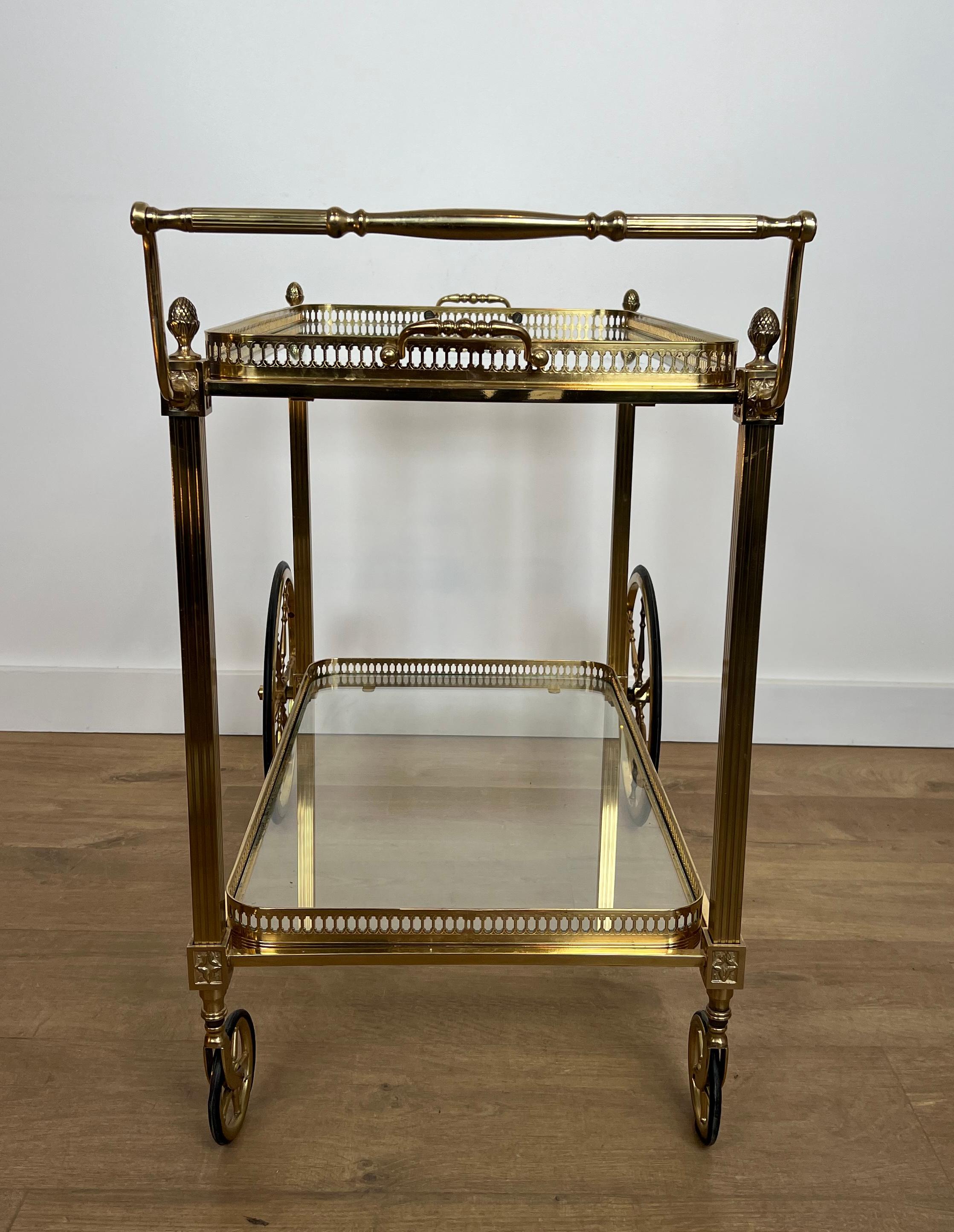 Neoclassical Style Brass Drinks Trolley with Lily Flowers. Maison Baguès. 10